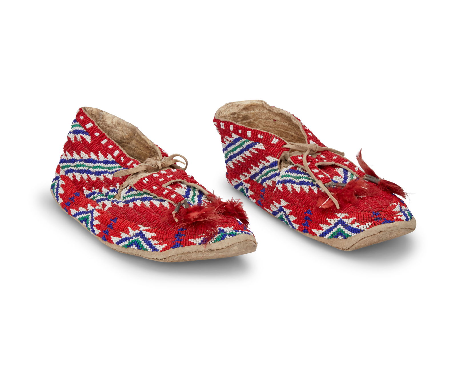 A pair of Sioux beaded hide moccasins (1 of 5)