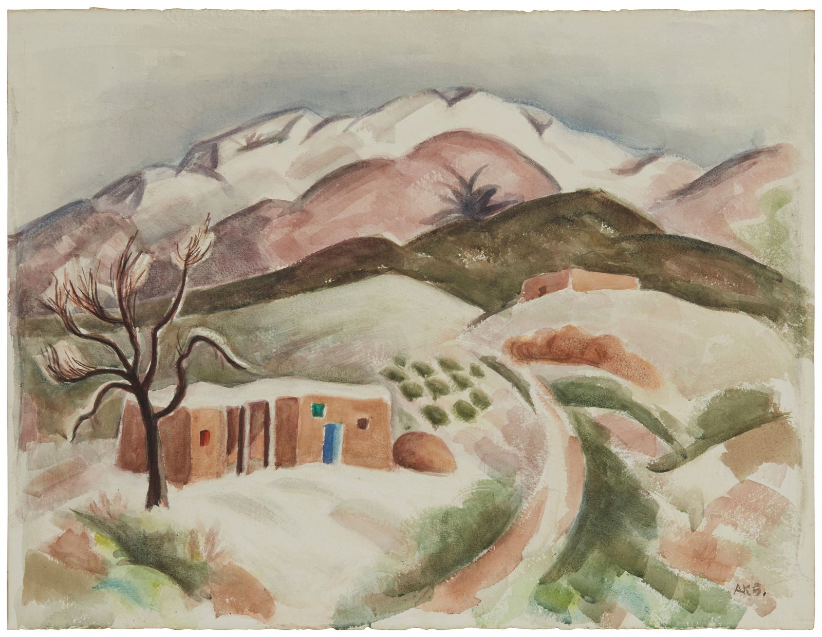 Anna Katharine Skeele (1896-1963), "Winter-New Mexico," Watercolor on paper, watermark Arches, (1 of 7)
