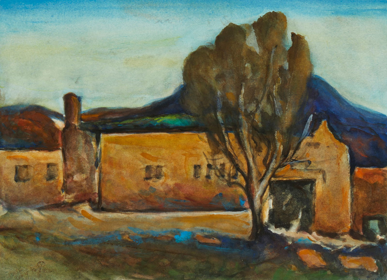 Arthur Haddock (1895-1980), Adobe in a landscape, 1976, Watercolor on paper, Sight: 10.5" H x 14.5" (1 of 5)