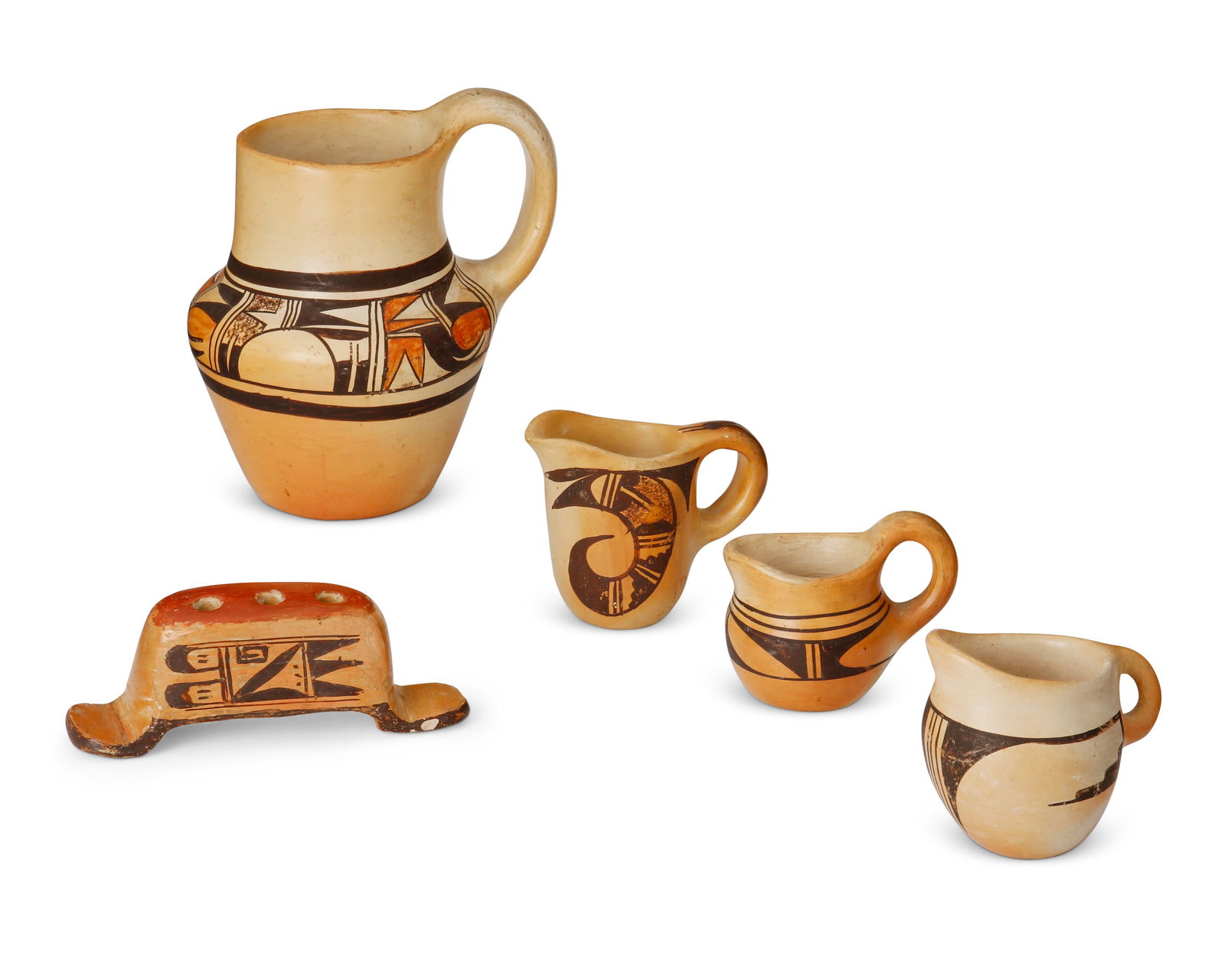 A group of Hopi Pueblo polychrome pottery items (1 of 2)