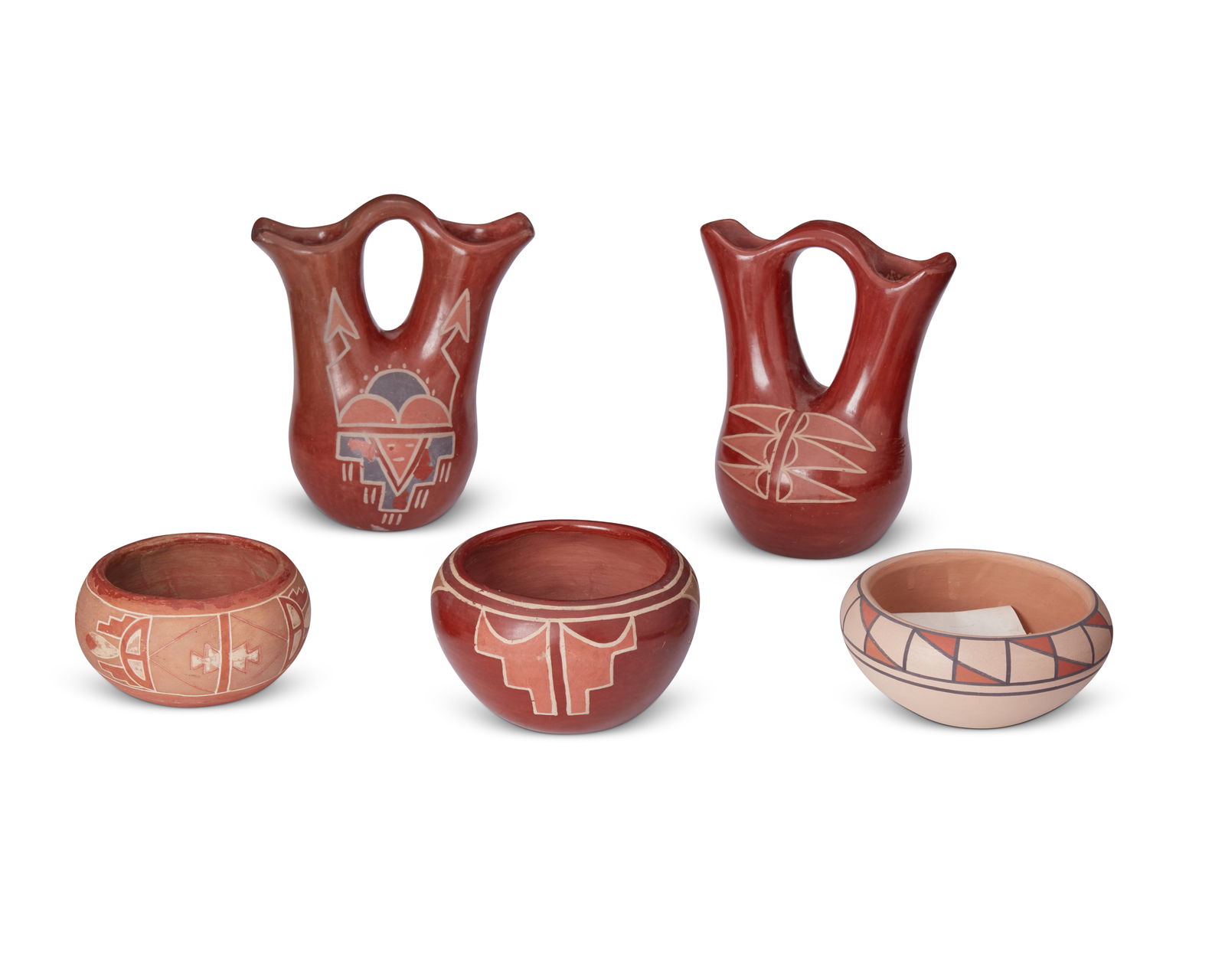 A group of Puebloan polychrome pottery vessels (1 of 3)