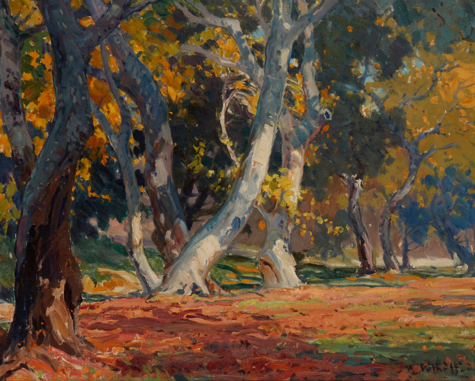 Hanson Duvall Puthuff (1875-1972), "Sociable Solitude," Oil on canvas, 24" H x 30" W: Hanson Duvall Puthuff(1875-1972)"Sociable Solitude," circa 1930Oil on canvasSigned lower right: H. Puthuff; titled on a gallery label affixed to the frame's foamboard backing24" H x 30&