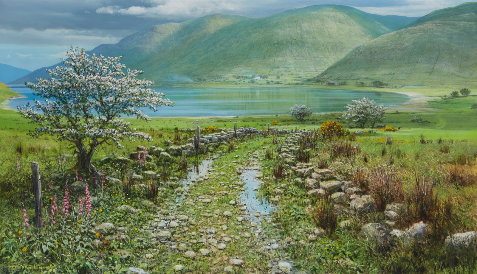 Peter Ellenshaw (1913-2007), "Lough Nafooey, Benbeg Mountain, Mayo," 1989, Acrylic on canvas, 42i H (1 of 6)