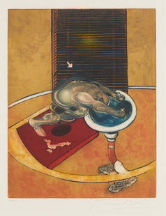 Francis Bacon (1909-1992), "Figure at a Washbasin," 1978, Etching with color aquatint on wove paper,: Francis Bacon(1909-1992)"Figure at a Washbasin," 1978Etching and aquatint in colors on wove paper, watermark ArchesEdition: A trial proof, aside from the edition of 100Signed in pencil in th