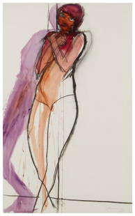 Nathan Joseph Roderick Oliveira (1928-2010), Standing figure, Watercolor on paper: Nathan Oliveira(1928-2010)Standing figure, 1973Watercolor on paperSigned and dated in pencil lower right: OliveiraImage/Sheet: 39.75" H x 25.75" W