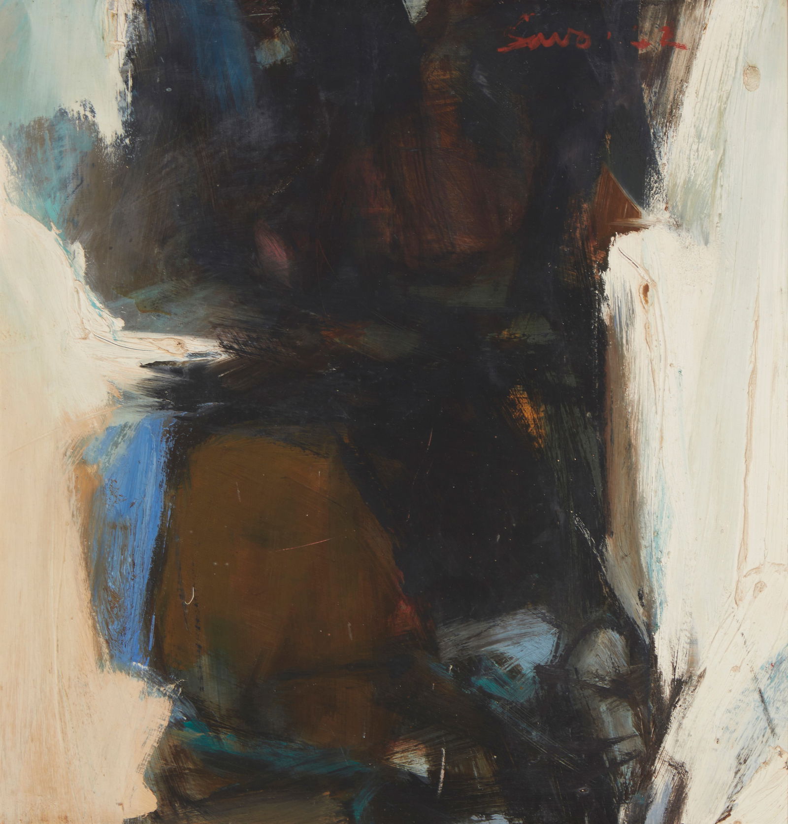Joan Savo (1918-1992), Untitled, abstract composition, 1962, Oil on Masonite, 25" H x 24" W (1 of 5)