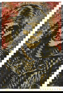 Shepard Fairey (b. 1970), "Fiend Rocker," 2007, Screenprint, collage, and hand-painted (HBM) on: Shepard Fairey(b. 1970)"Fiend Rocker," 2007Screenprint, collage, and hand-painted (HBM) on paperEdition: 1/2 HPMSigned near the center of the right edge: Shepard FaireyImage/Sheet: 44"