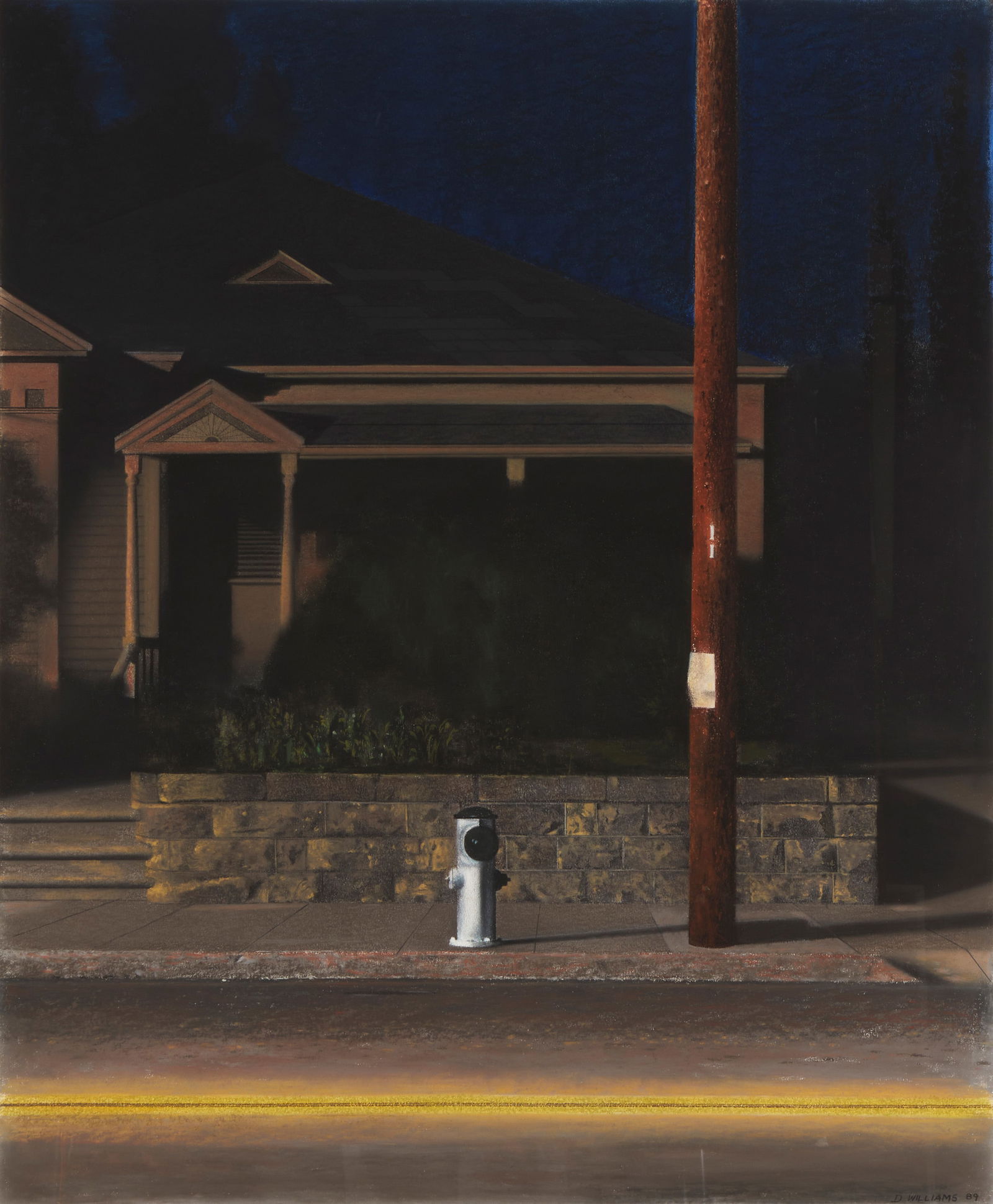 Don Williams (b. 1941), "Night Scene with Fire Hydrant," 1989, Pastel on paper, Sight: 36.5" H x 29" (1 of 6)