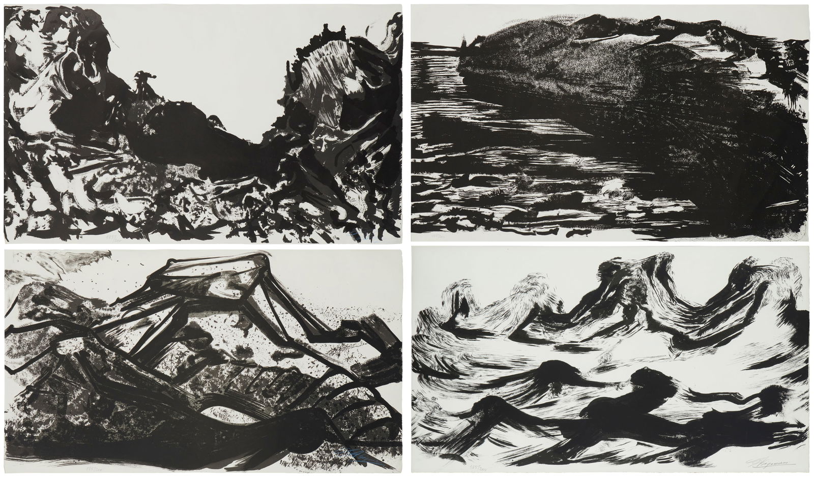 David Alfaro Siqueiros (1896-1974), Four works: "Canto General #2, #5, #6, and #8," from the "Canto (1 of 19)