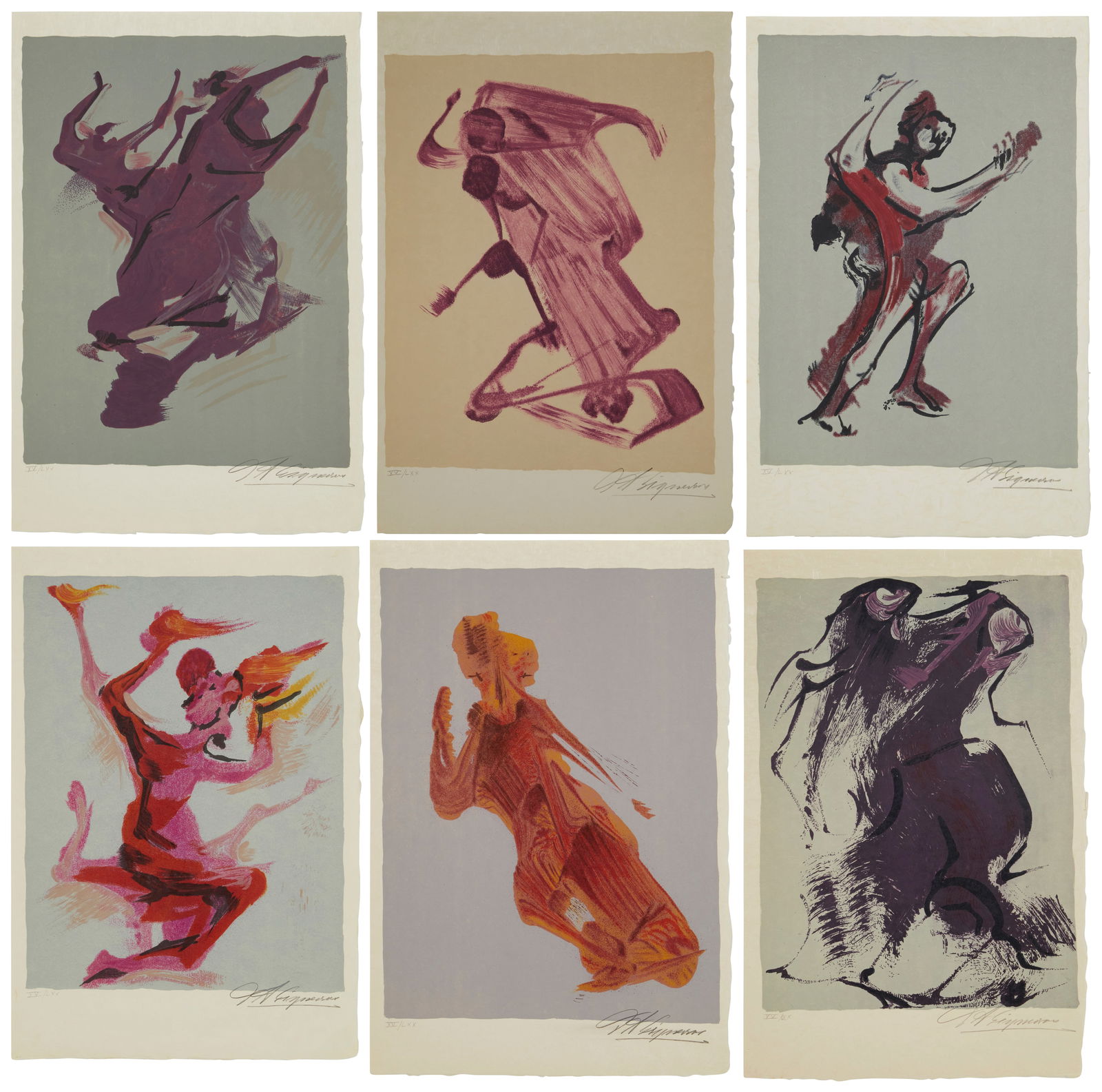 David Alfaro Siqueiros (1896-1974), "Prison Fantasies: Portfolio II," 1972, The complete set of six (1 of 20)