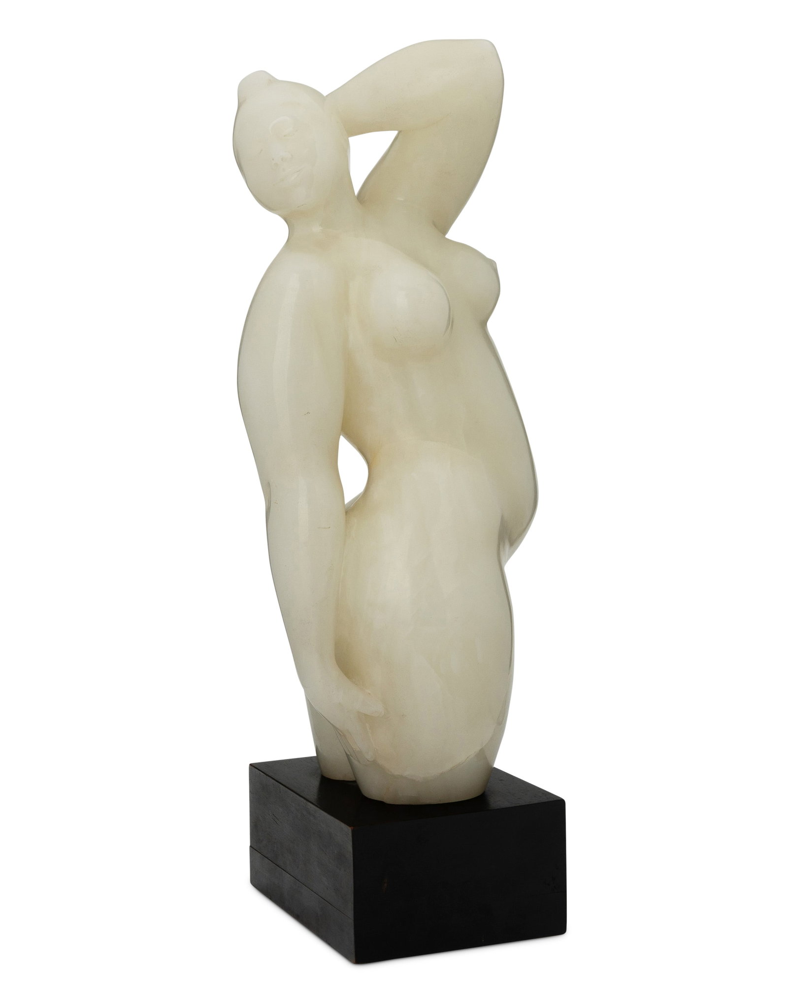 Armando Amaya (b. 1935), Nude woman, 1977: Armando Amaya (b. 1935) Nude woman, 1977 Carved marble on wood plinth Incised signature and date: Amaya Overall: 20" H x 7" W x 6.5" D