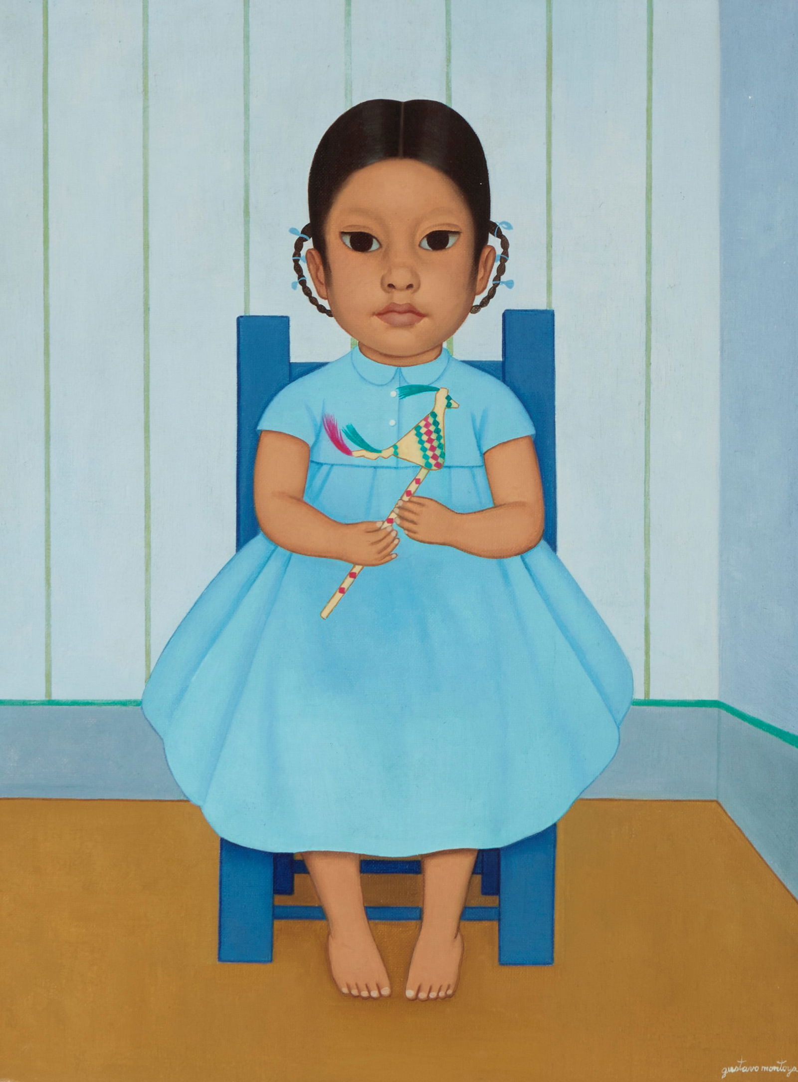 Gustavo Montoya (1905-2003), "Girl on a Chair," Oil on canvas, 24" H x 18" W (1 of 5)