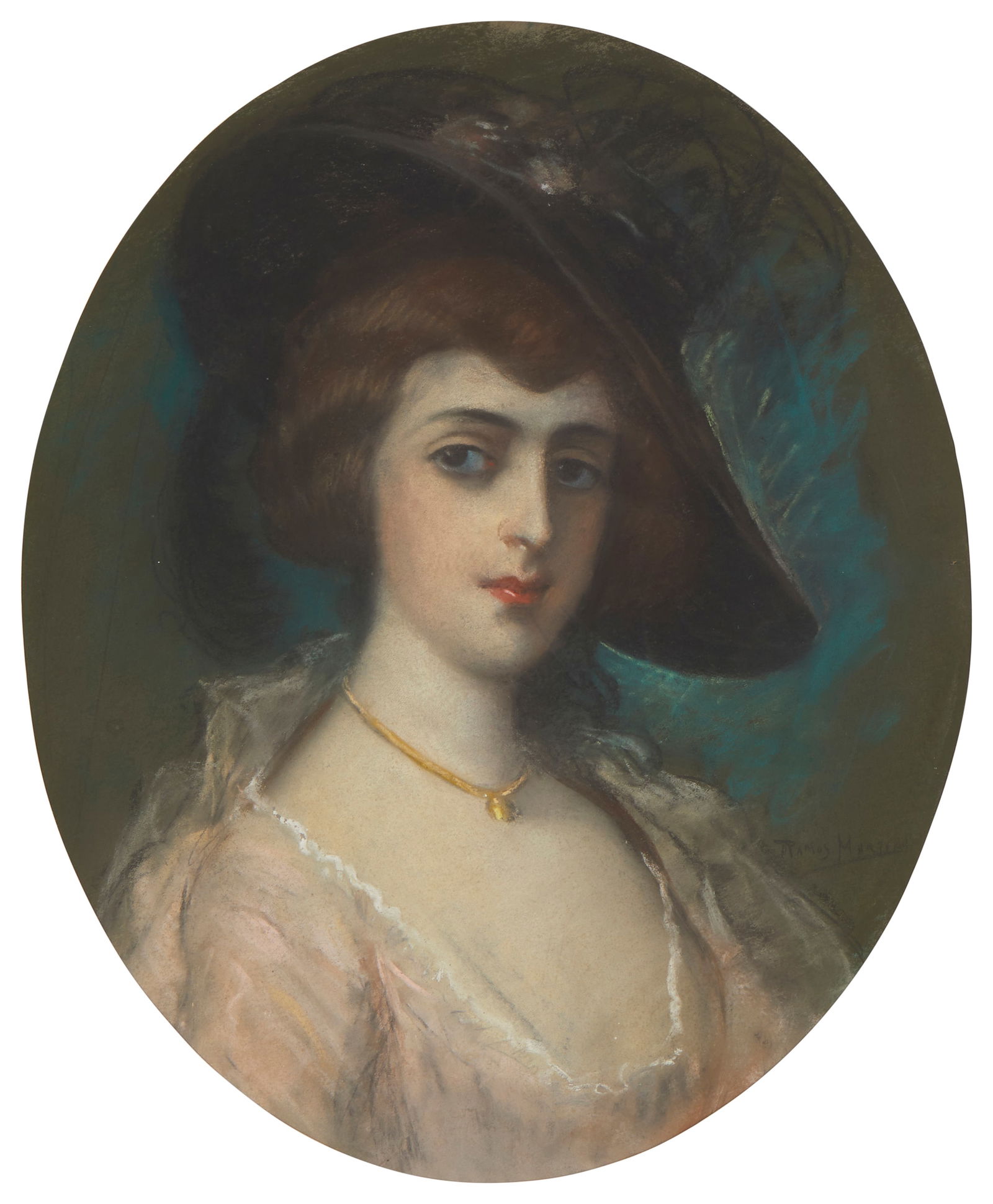 Alfredo Ramos Martinez (1871-1946), Portrait of a young lady, Pastel on paper, Sight: 16.5" H x 13" (1 of 6)