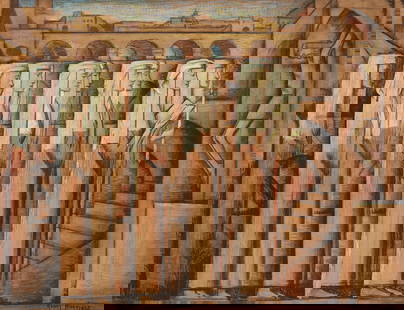 Alfredo Ramos Martinez (1871-1946), "Procession of Nuns," circa 1934, Tempera and conte crayon on: Alfredo Ramos Martinez(1871-1946)"Procession of Nuns," circa 1934Tempera and conté crayon on toned paperSigned lower right: Ramos Martinez; titled and dated on a gallery label affixed to the frame's