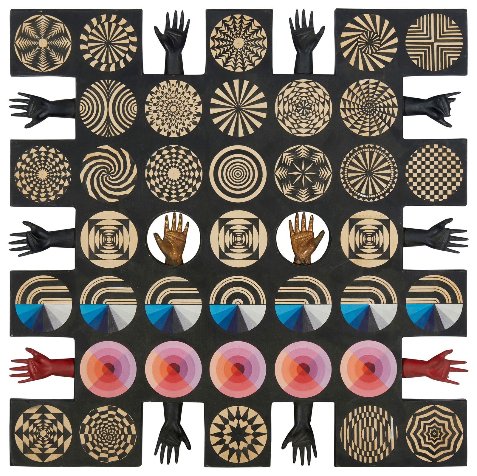 Pedro Friedeberg (b. 1936), Untitled, Polychrome-painted and hand-carved wood, 19.25" H x 19.25" W (1 of 4)