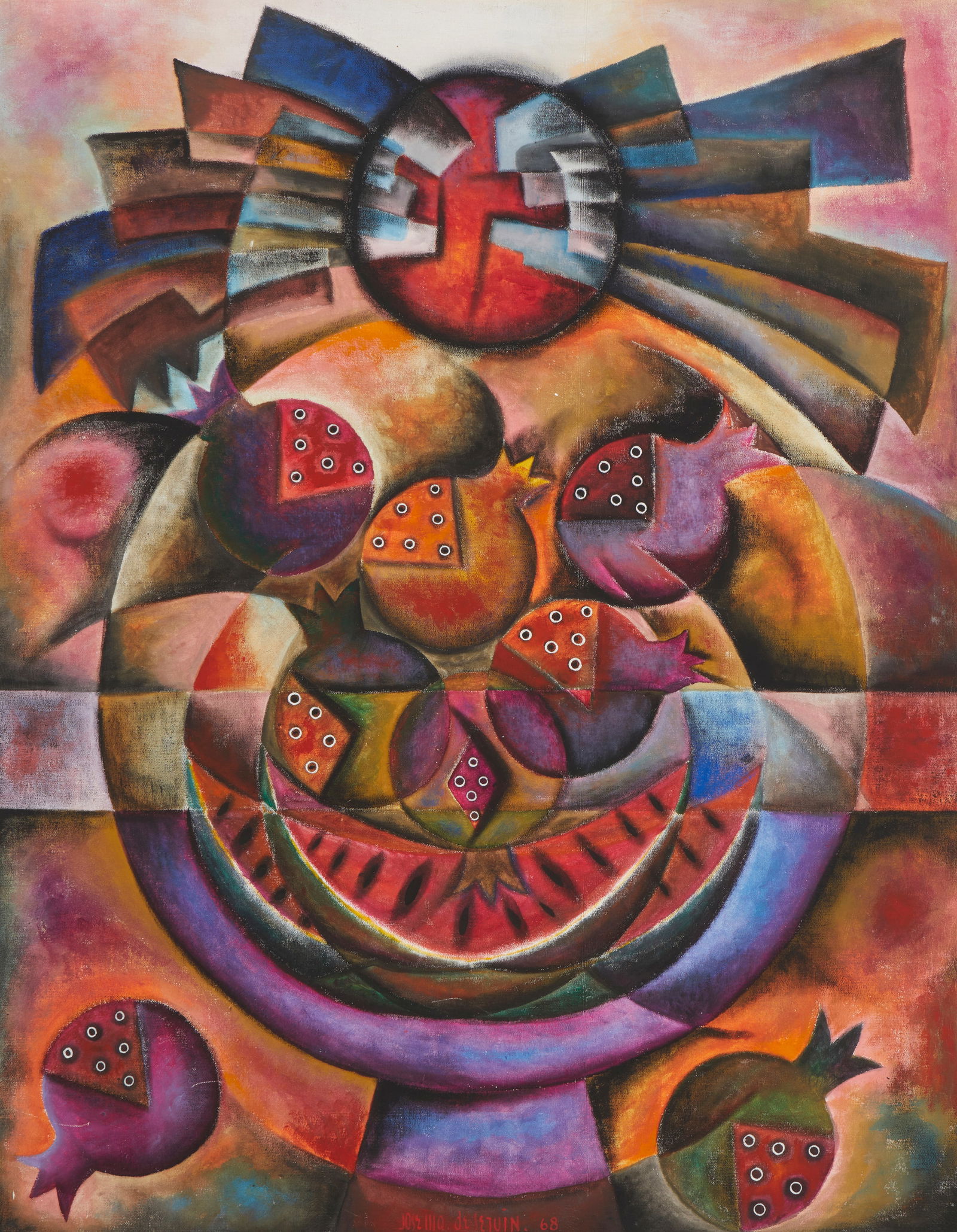 Jose Maria de Servin (1917-1983), Untitled, abstract, 1968, Oil on canvas, 39" H x 31" W (1 of 5)