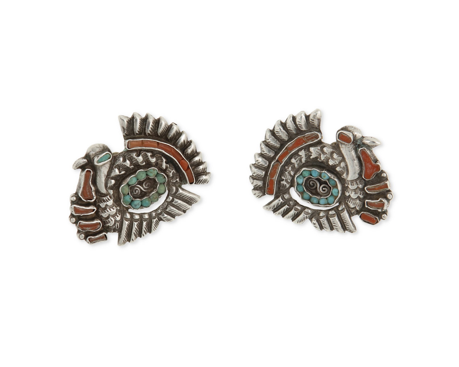A pair of Matl silver earrings: A pair of Matl silver earrings Matilde Poulat (c. 1900-d. 1960) Circa 1934-1948; Mexico City, Mexico Each marked: Matl / Hecho en Mexico / 925 Designed by Matilde Poulat, comprising a pair of sterling
