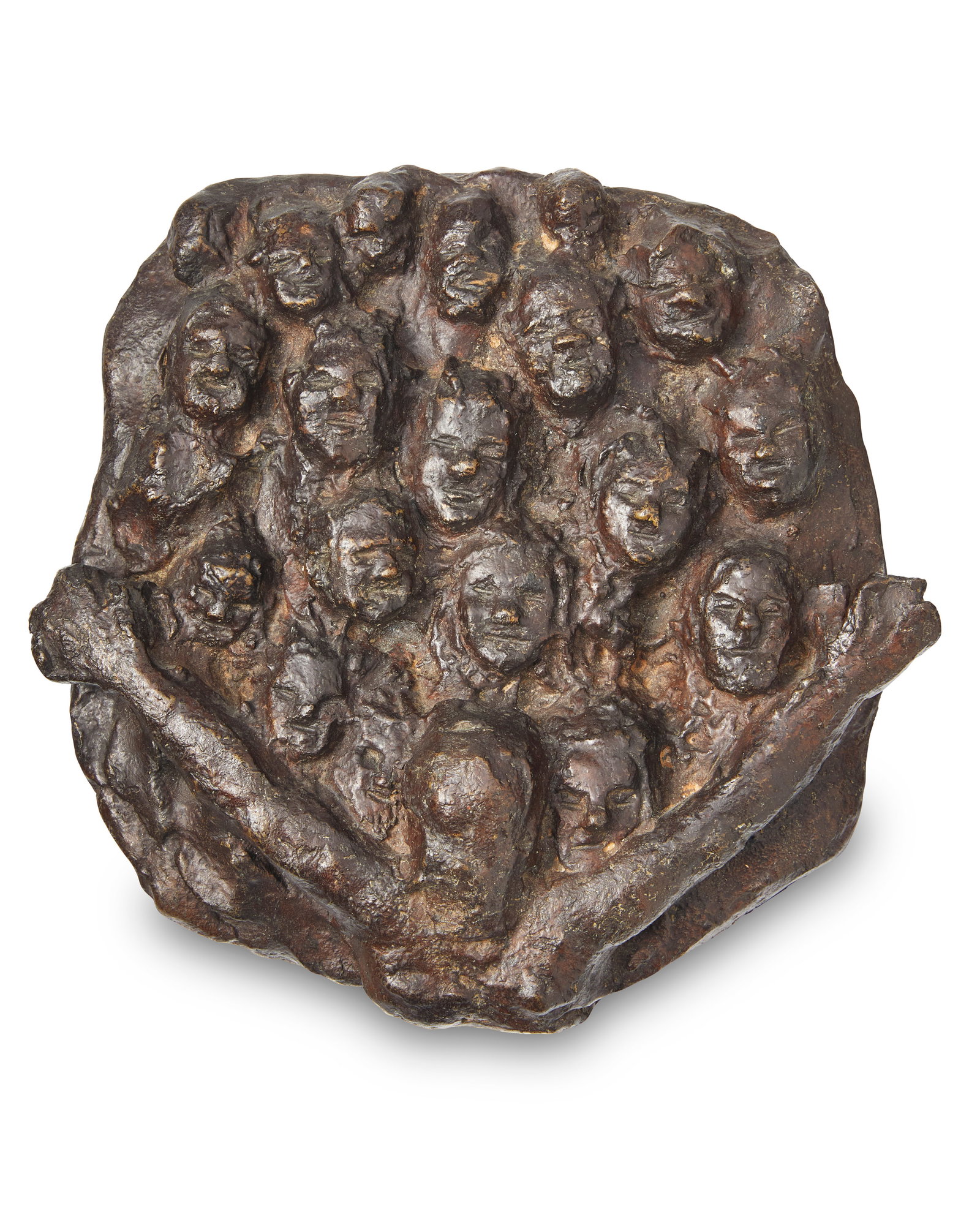 Victor Salmones (1937-1989), Cheering crowd plaque: Victor Salmones (1937-1989) Cheering crowd plaque Patinated bronze Edition: 4/11 Signed in the casting: Victor Salmones 8.25" H x 8.625" W x 2" D