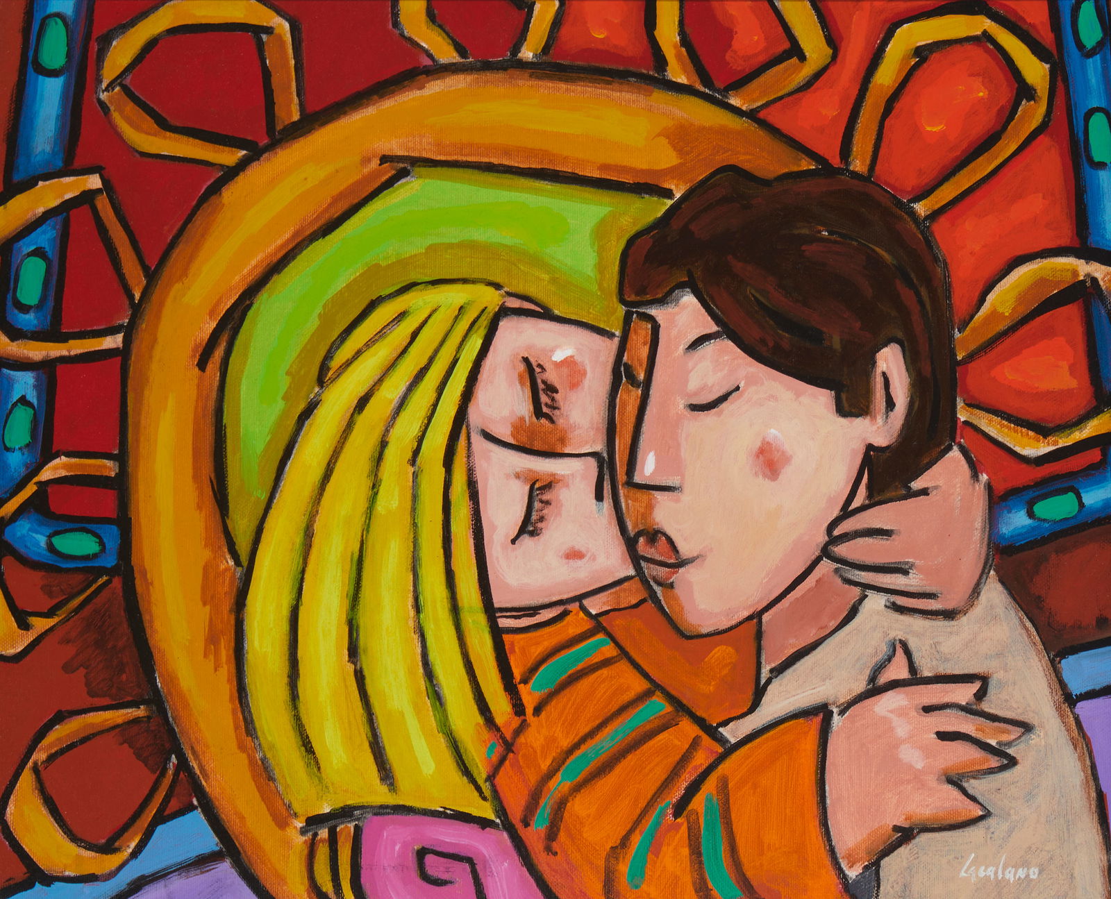 Tony Cacalano (b. 1936), "The Couple," 1994, Acrylic on canvas, 16" H x 20" W (1 of 7)