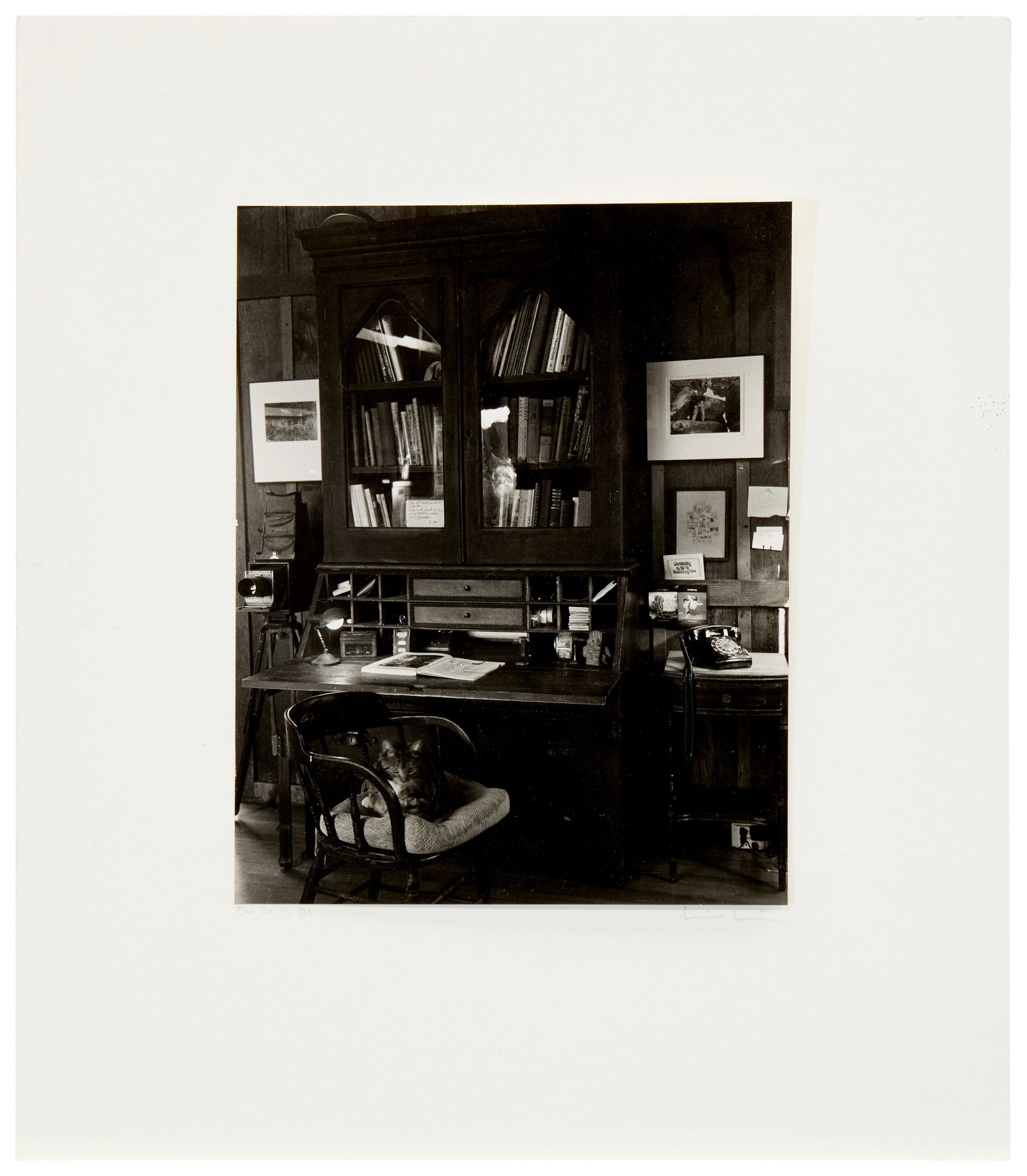 Kim Weston (b. 1939), "EW Desk," 2001, Gelatin silver print on paper mounted to a board mount, (1 of 3)