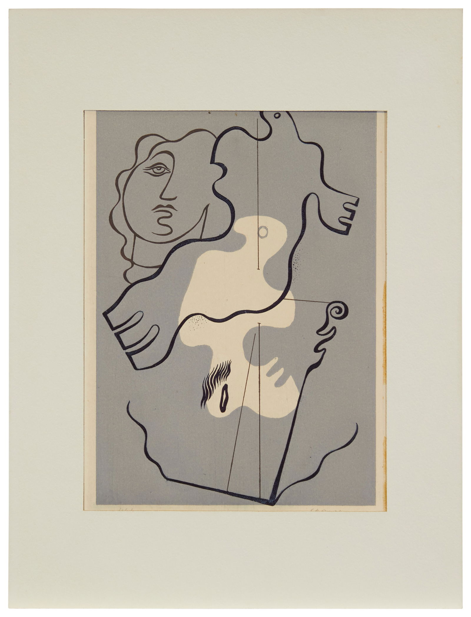 Carlos Merida (1891-1984), Abstract composition with a head and bird-like form, from "Motivos," (1 of 3)