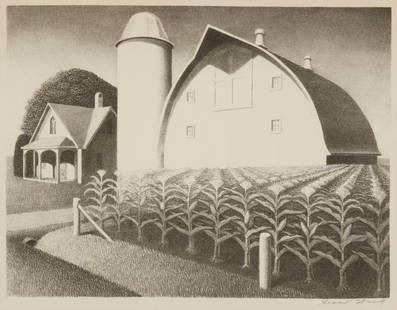 Grant Wood (1892-1942), "Fertility," 1939, lithograph on wove paper, Image: 8.875" H x 11.875" W;: Grant Wood(1892-1942)"Fertility," 1939Lithograph on wove paperFrom the edition of 250Signed in pencil in the lower margin at right: Grant Wood; George C. Miller, prntr.; Associated American