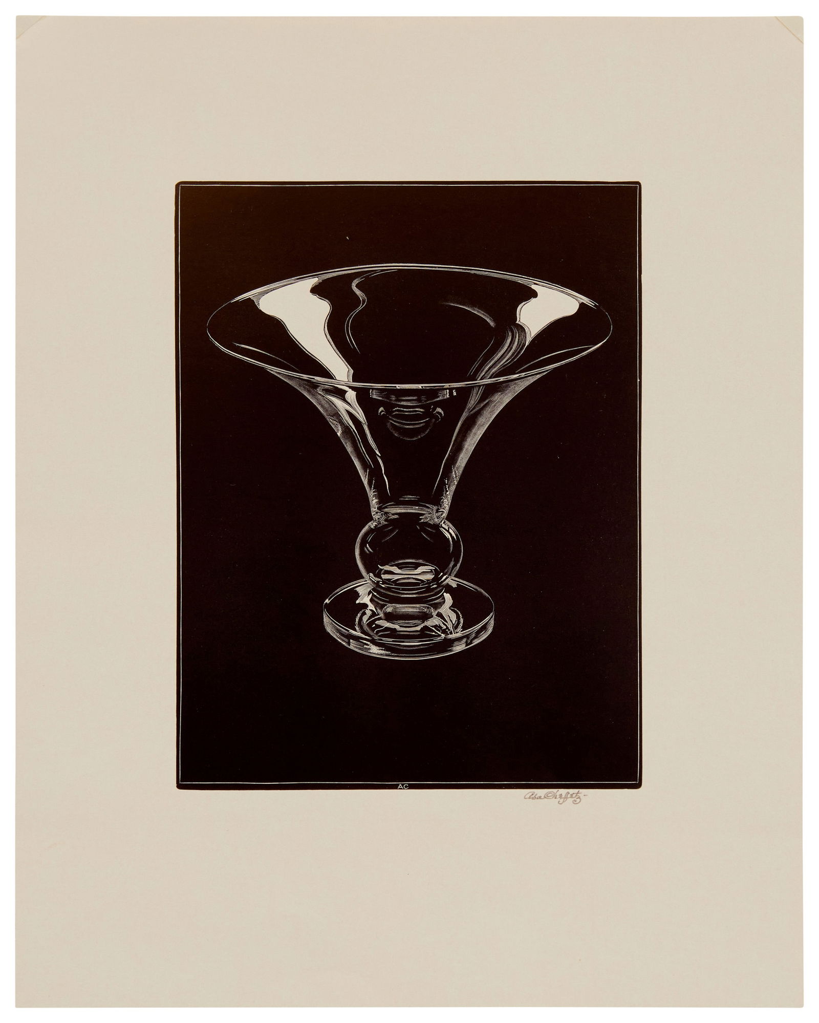 Asa Cheffetz (1897-1965), "Reflection in Crystal," 1946, Wood engraving on laid paper, Image: 7.625" (1 of 4)