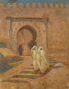 Gordon Coutts (1868-1937), Moroccan scene, Oil on panel, 11.5" H x 8.5" W: Gordon Coutts(1868-1937)Moroccan sceneOil on panelSigned lower right: Gordon Coutts11.5" H x 8.5" W Provenance: The Collection of Frederick W. DavisPrivate Collection, Northern Califor