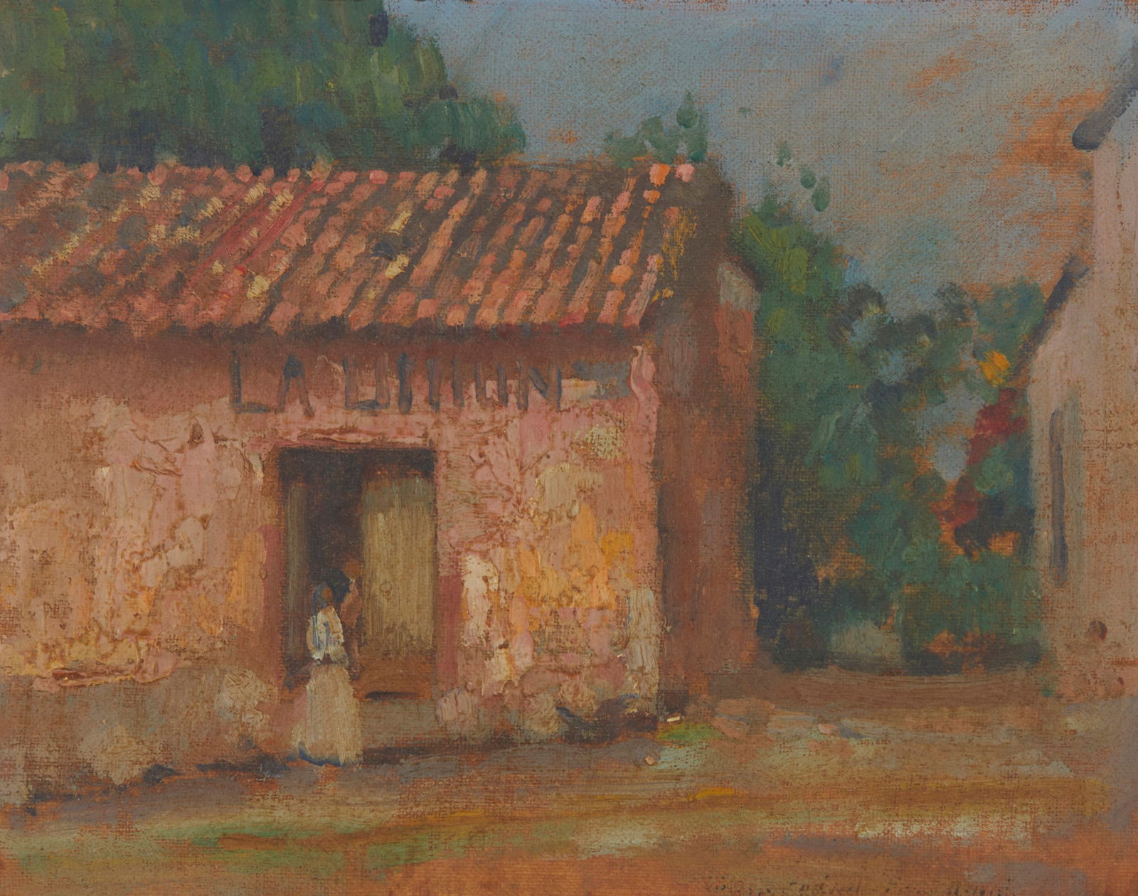 Alson Skinner Clark (1876-1949), "Linda la Union," Oil on board, 7.5" H x 9.5" W (1 of 5)