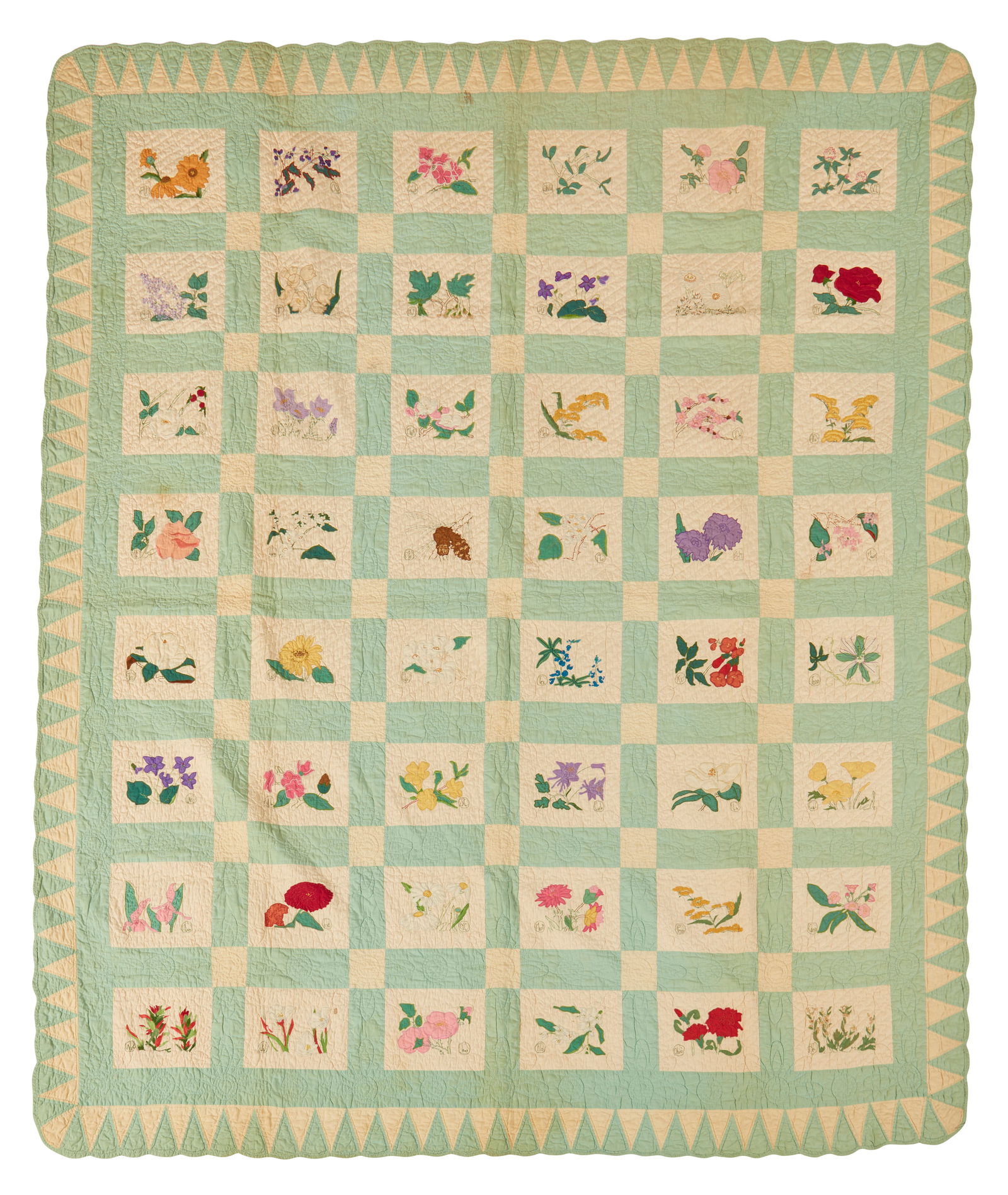 An American "State Flowers" appliqué patchwork quilt (1 of 4)