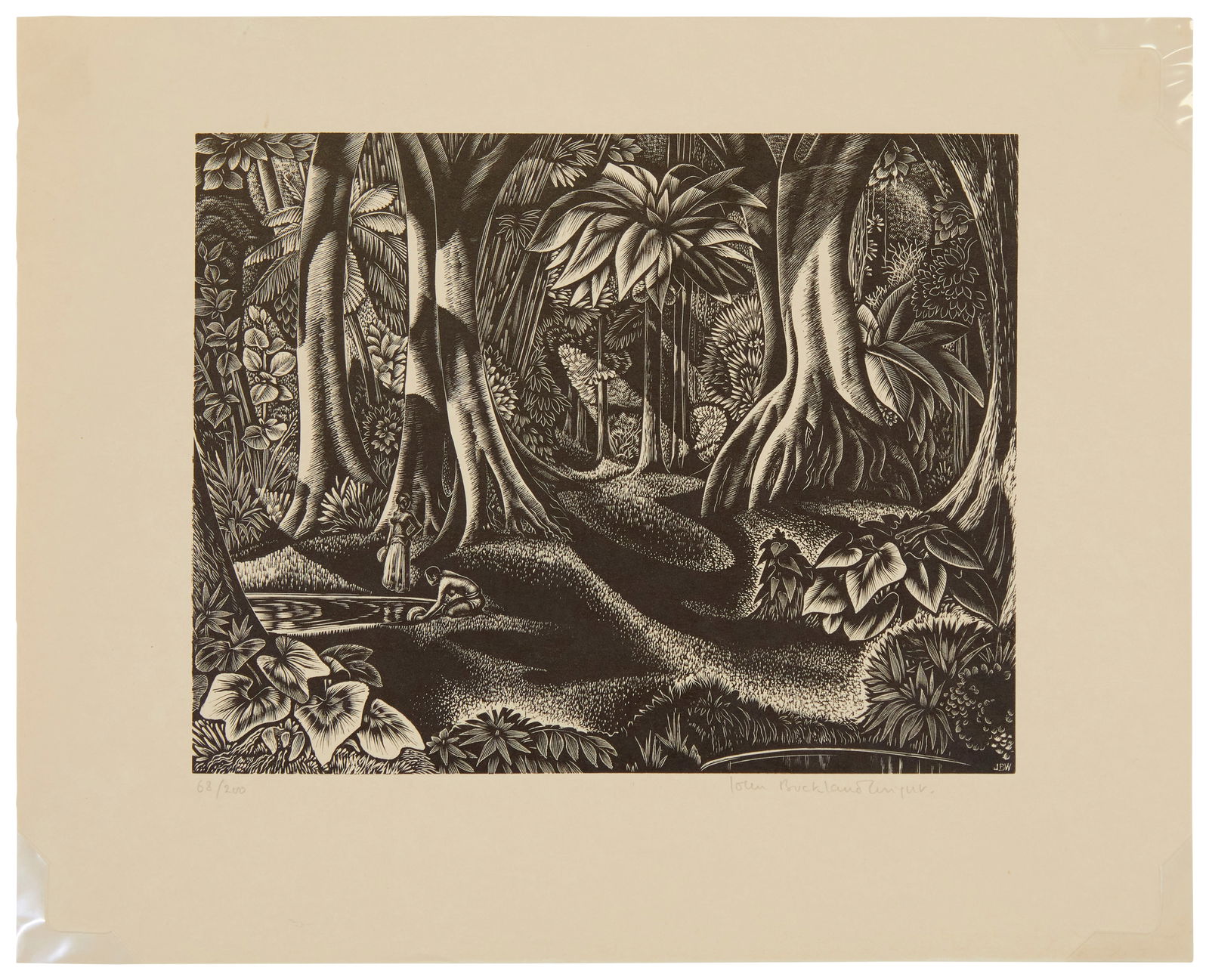 John Buckland Wright (1897-1954), ''Forest Pool,'' 1939, Wood engraving on laid paper, Image: 6" H x (1 of 5)