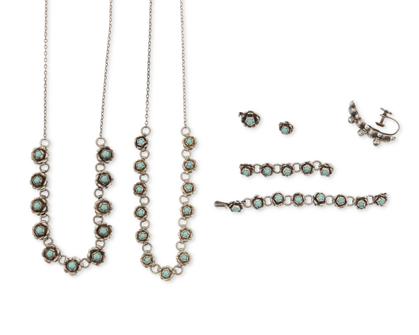 A group of silver and turquoise fine link jewelry (1 of 1)