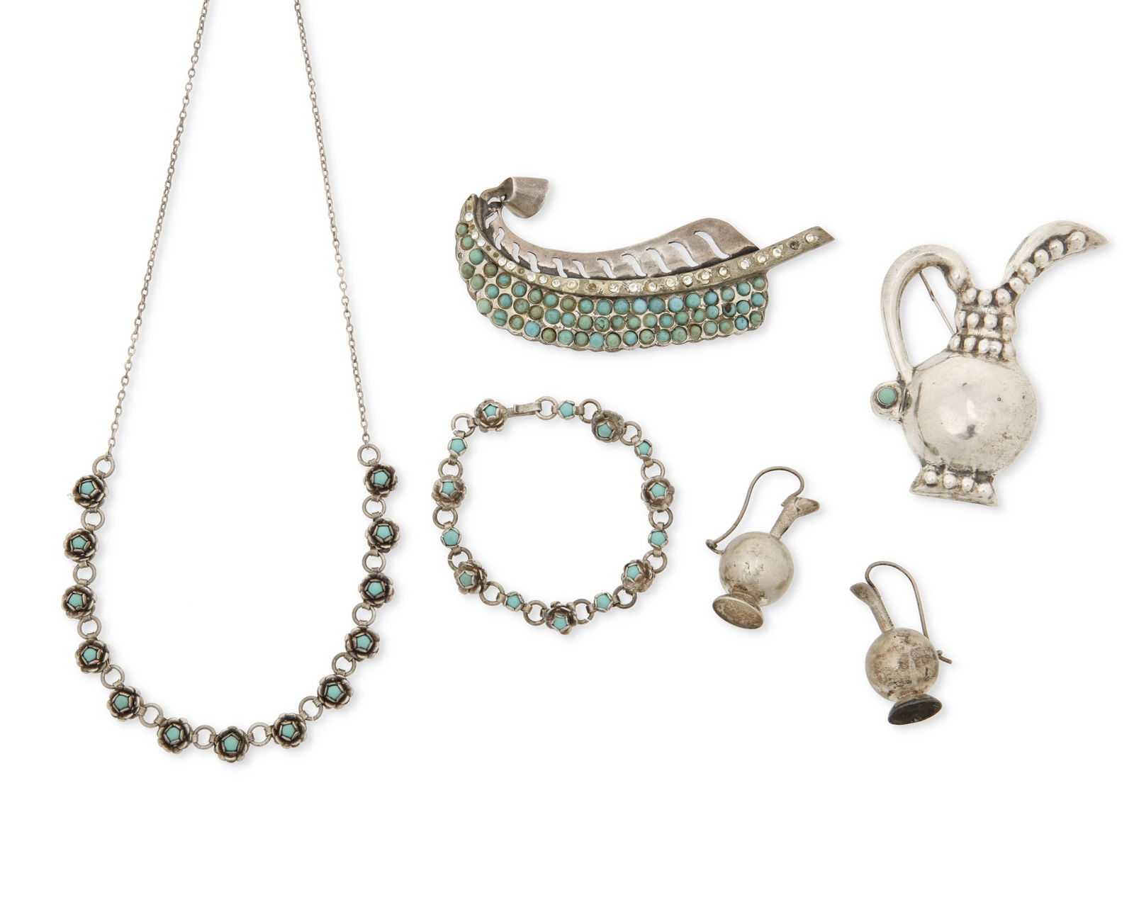 A set of Mexican silver and turquoise jewelry (1 of 1)