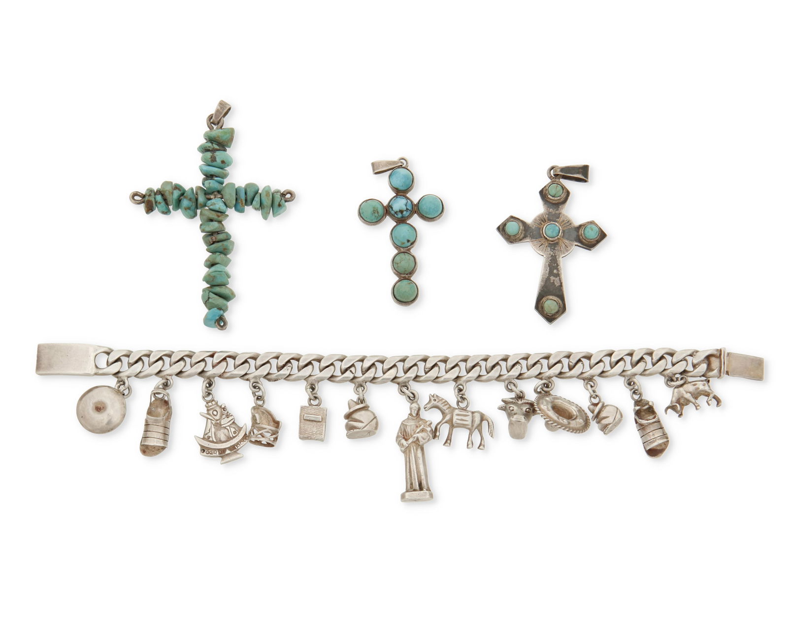 A group of Mexican silver and turquoise jewelry (1 of 2)