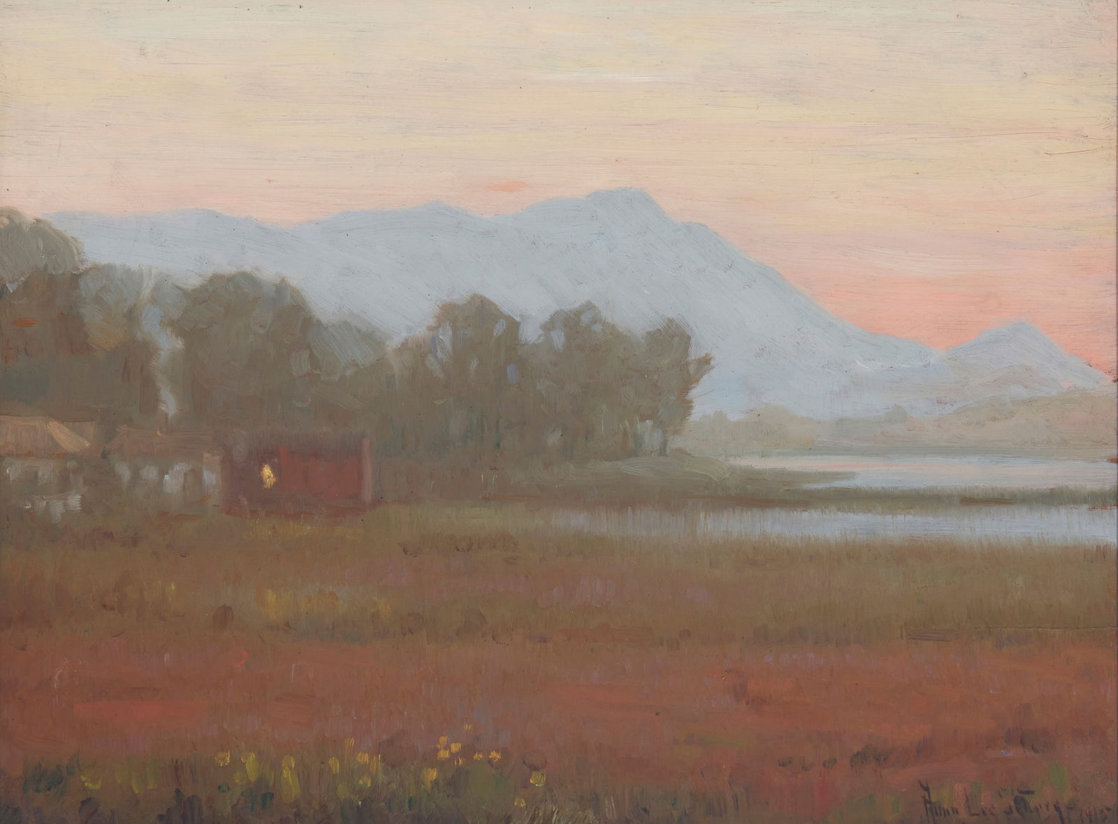 Anna Lee Day Stacey (1865-1943), "Nocturnal landscape," 1915, Oil on board, 12" H x 16" W (1 of 5)