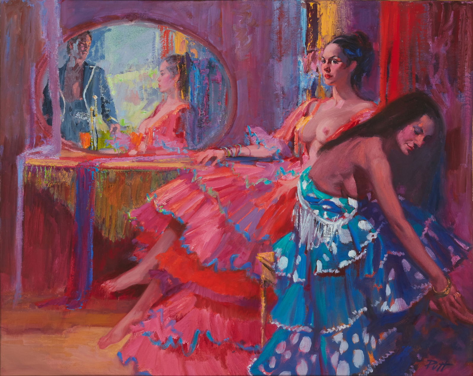 Donald "Putt" Putman (1926-2007), "Mirror Mirror on the Wall," Oil on canvas laid to board, 24" H x (1 of 6)