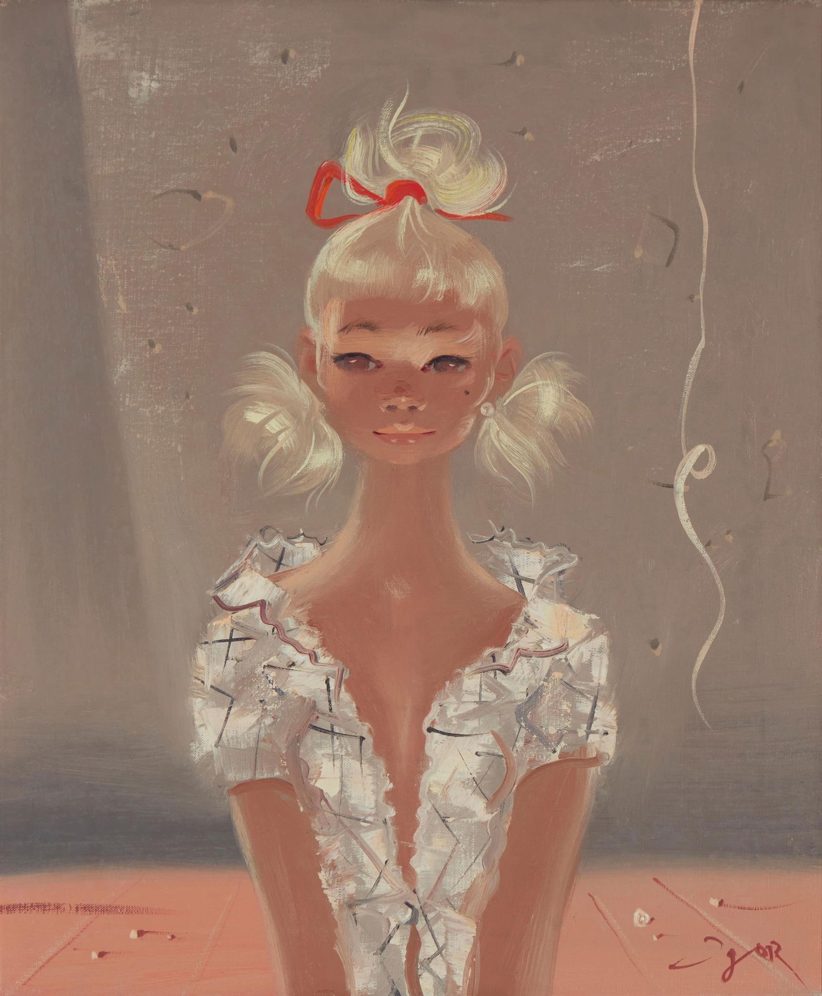 Igor Pantuhoff, (1911-1972), Portrait of a woman with a red bow, Oil on canvas, 24" H x 20" W: Igor Pantuhoff(1911-1972)Portrait of a woman with a red bowOil on canvasSigned lower right: Igor24" H x 20" W