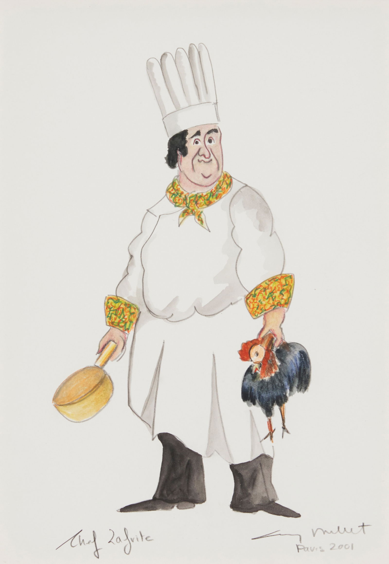 Guy Buffet (b. 1943), "Chef Lafrite," 2009, Watercolor on paper, Sight: 13.62" H x 9.75" W (1 of 6)