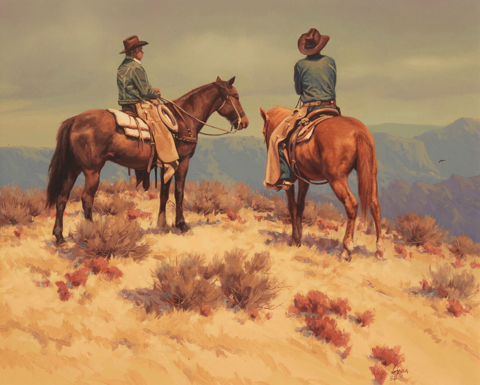 Harold Lloyd Lyon (1930-2020 Canadian), "Wind Bird," 1984, Oil on canvasboard, 16" H x 20" W (1 of 7)