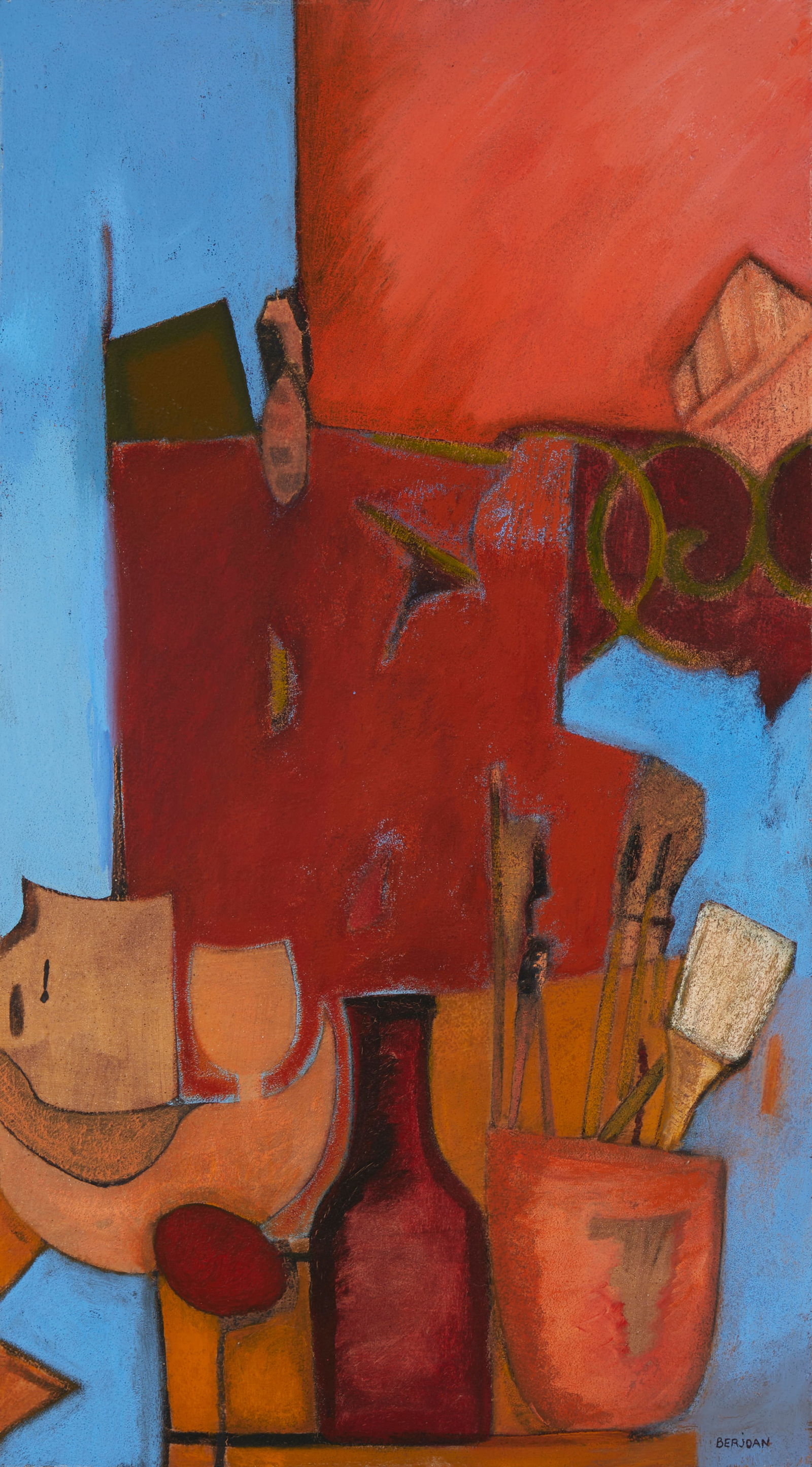 Jean-Francois Berjoan (b. 1956), "Fin de Journe," 1990, Acrylic on panel, 31.5" H x 17.75" W (1 of 6)