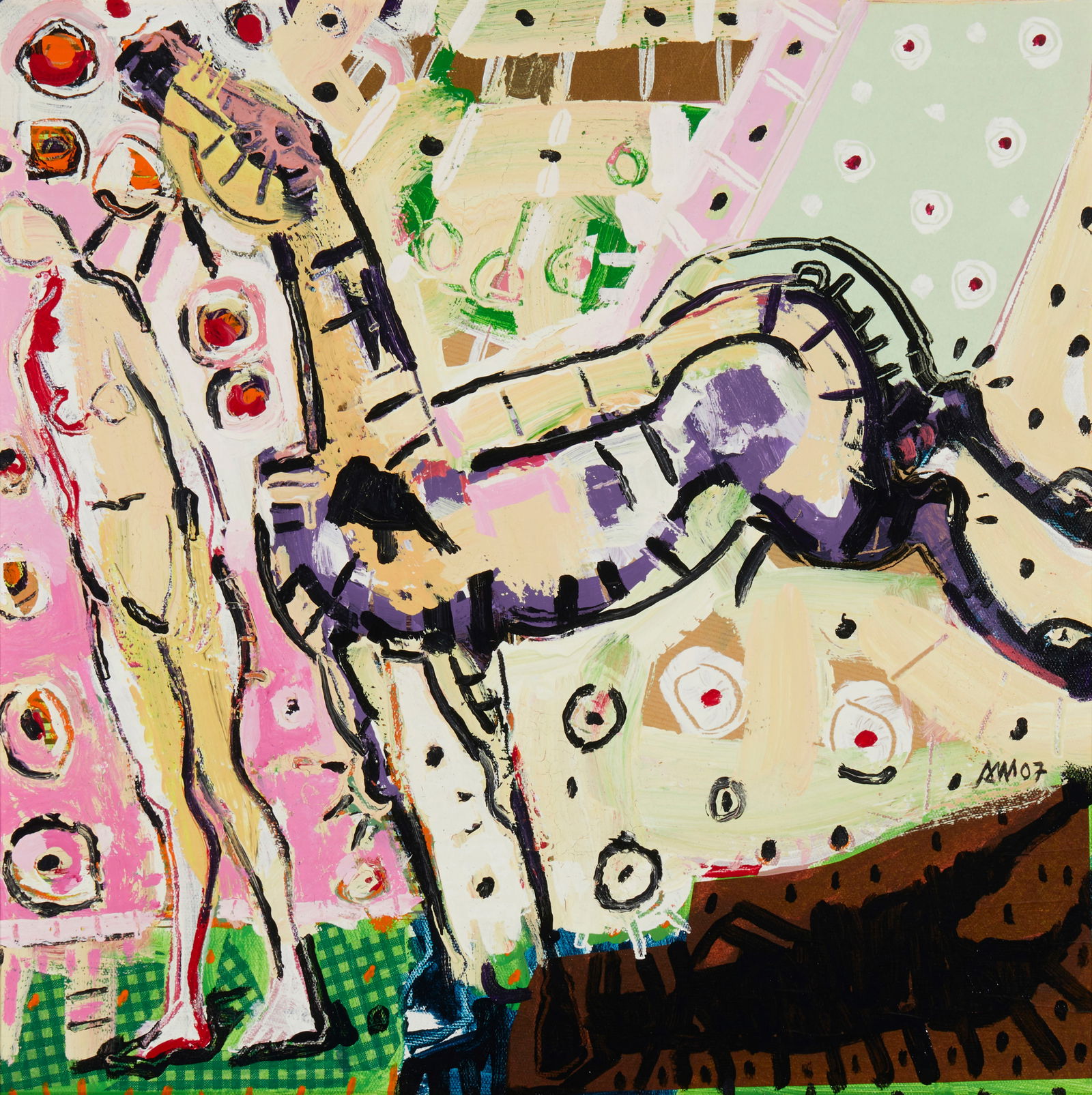 Angel Moyano Rivas (b. 1986), Abstract figure and horse, 2007, Acrylic on canvas, 20" H x 20" W (1 of 5)