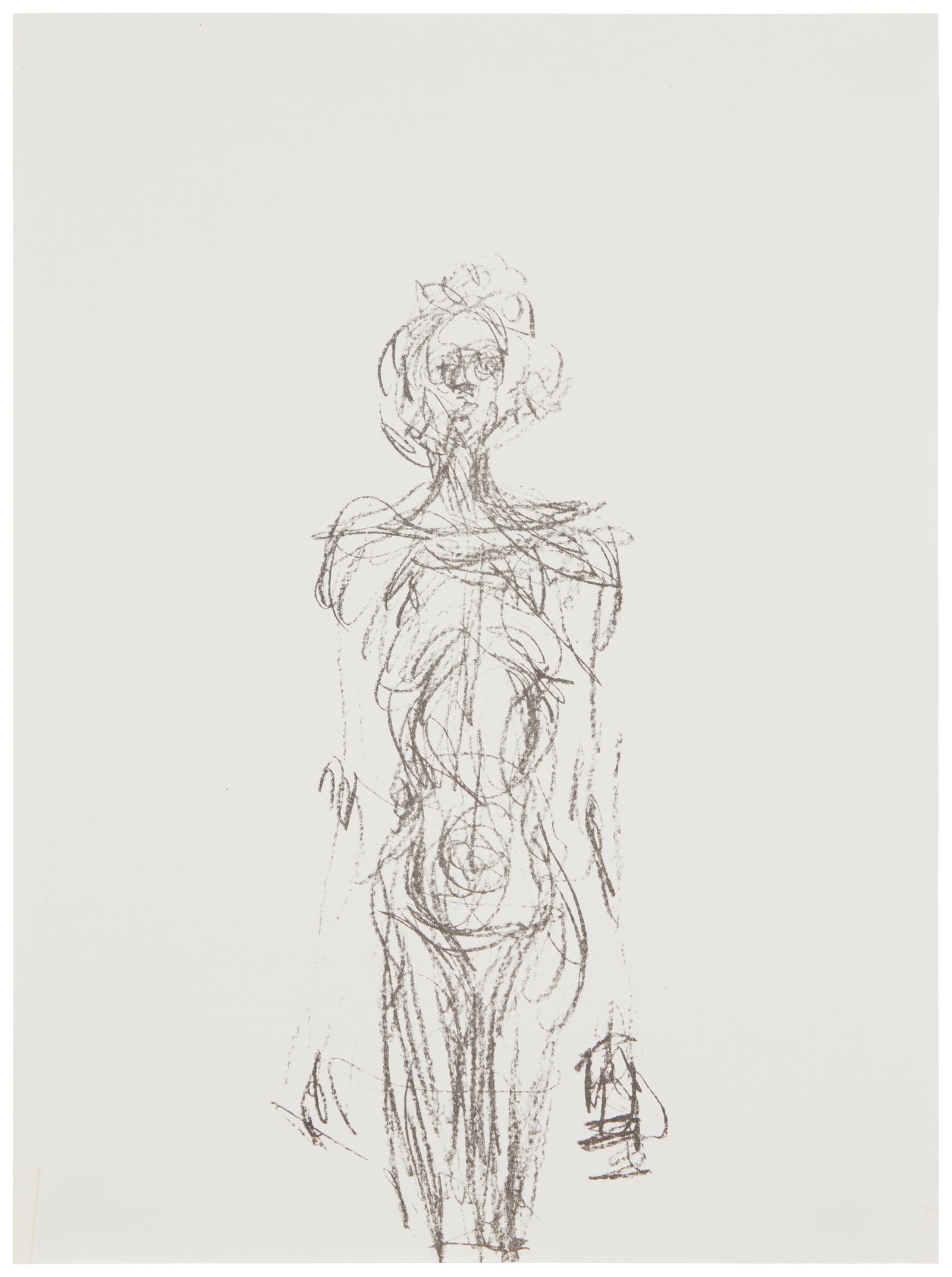 After Alberto Giacometti (1901-1966), Standing nude, Reproduction print on paper, Sheet: 15" H x 11": After Alberto Giacometti(1901-1966)Standing nudeReproduction print on paperUnsignedSheet: 15" H x 11" W Provenance: Mr. and Mrs. Ivan MessengerPalm Springs Art Museum, Palm Springs, CA