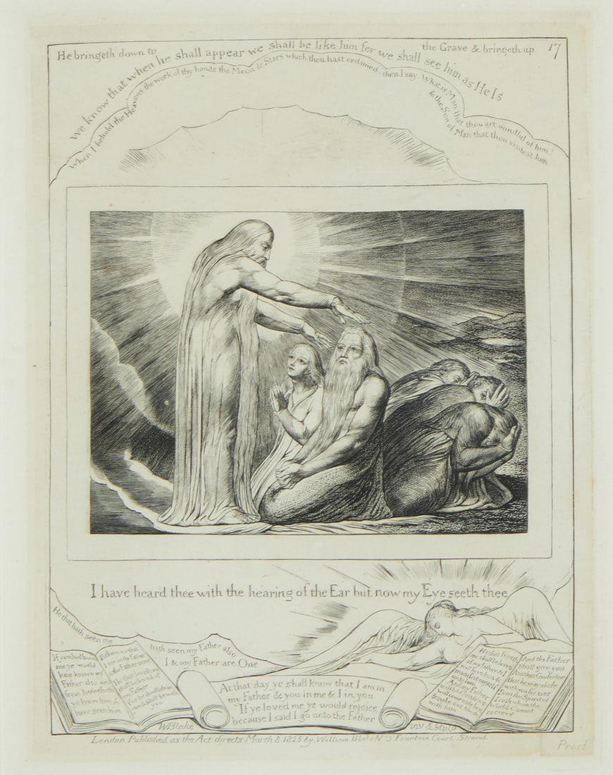 William Blake (1757-1812), "The Vision of God," Plate 17 from "Illustrations of the Book of Job,": William Blake(1757-1812)"The Vision of God," Plate 17 from "Illustrations of the Book of Job," 1825Engraving on chine colle on wove paperFrom one of the series on various papers be