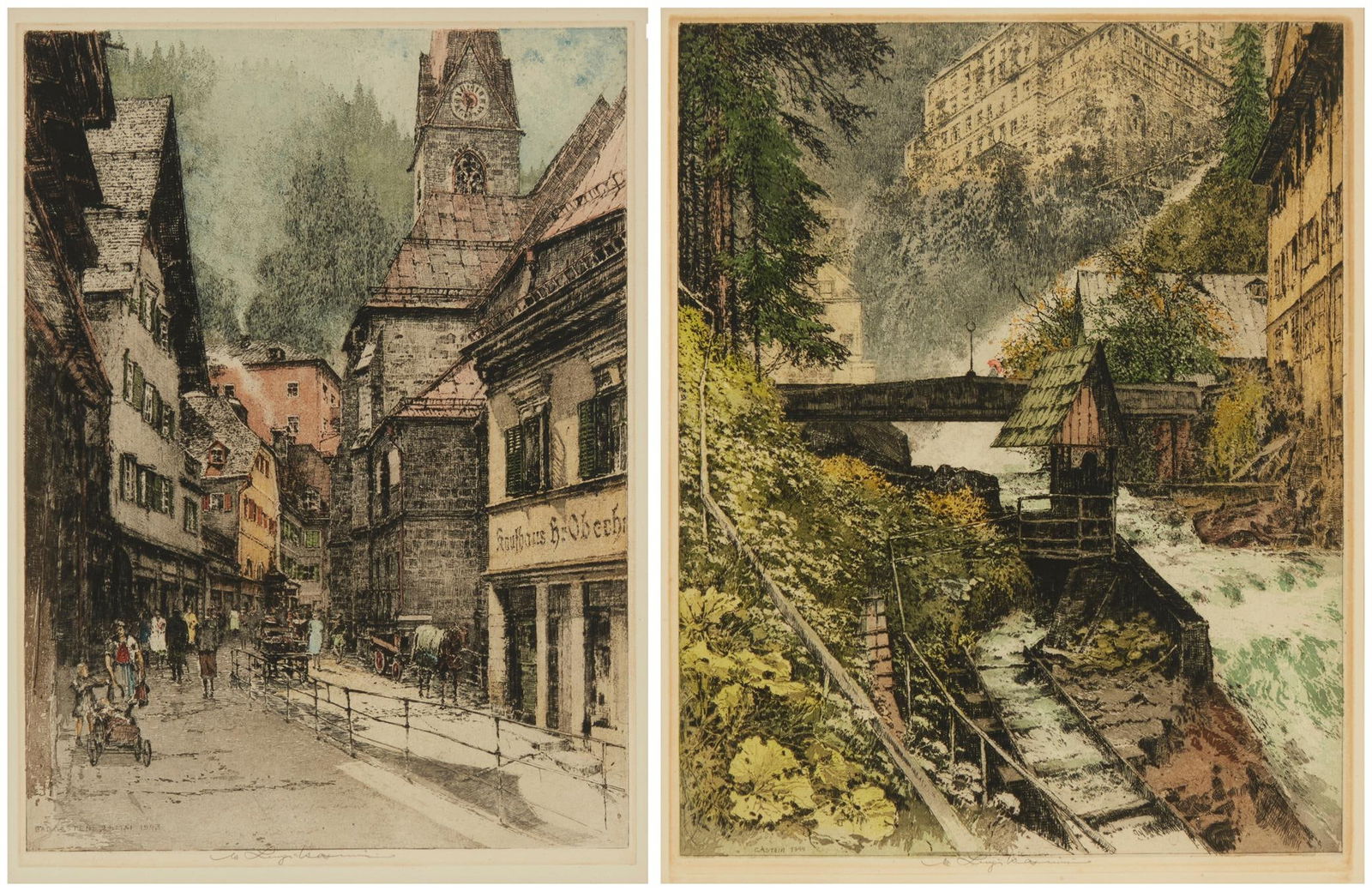 Luigi Kasimir (1881-1962), Two works: "Bad Gastein," 1943 and "Gastein," 1944, Each: Etching and (1 of 12)