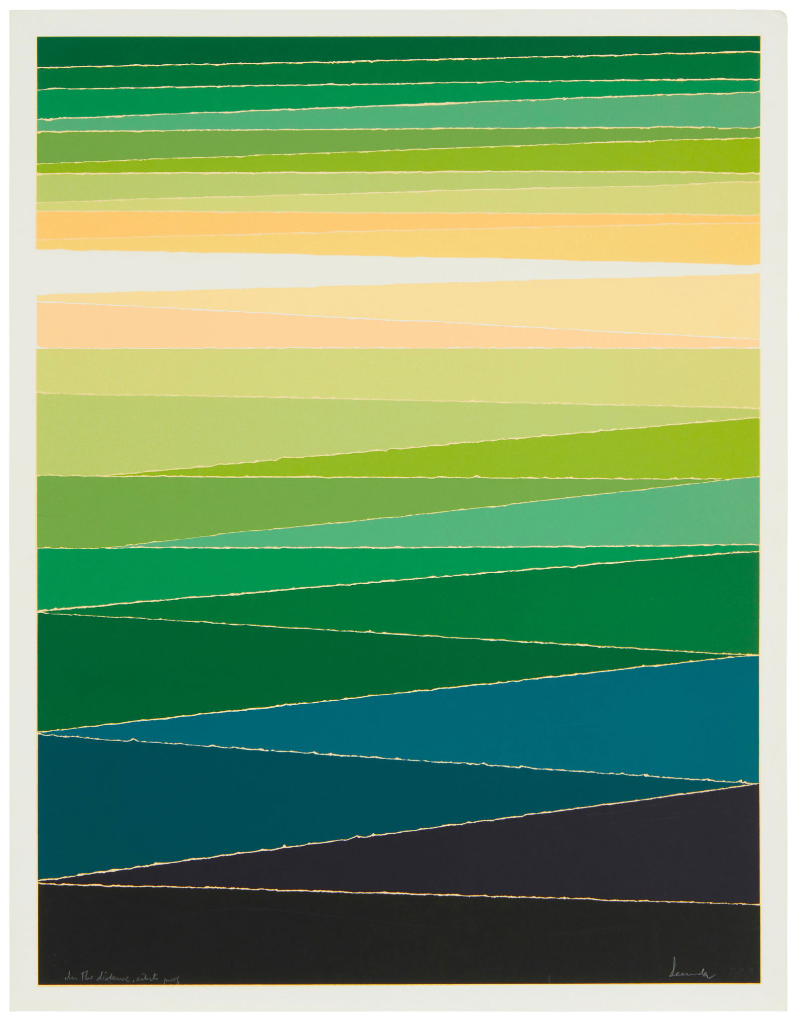 Arthur Secunda (1927-2022), "In the Distance," 1978, Screenprint in colors on paper, Image: 31.125": Arthur Secunda(1927-2022)"In the Distance," 1978Screenprint in colors on paperEdition: AP, one of 12 artist's proofs aside from the edition of 200Signed, titled, and numbered in pencil in th