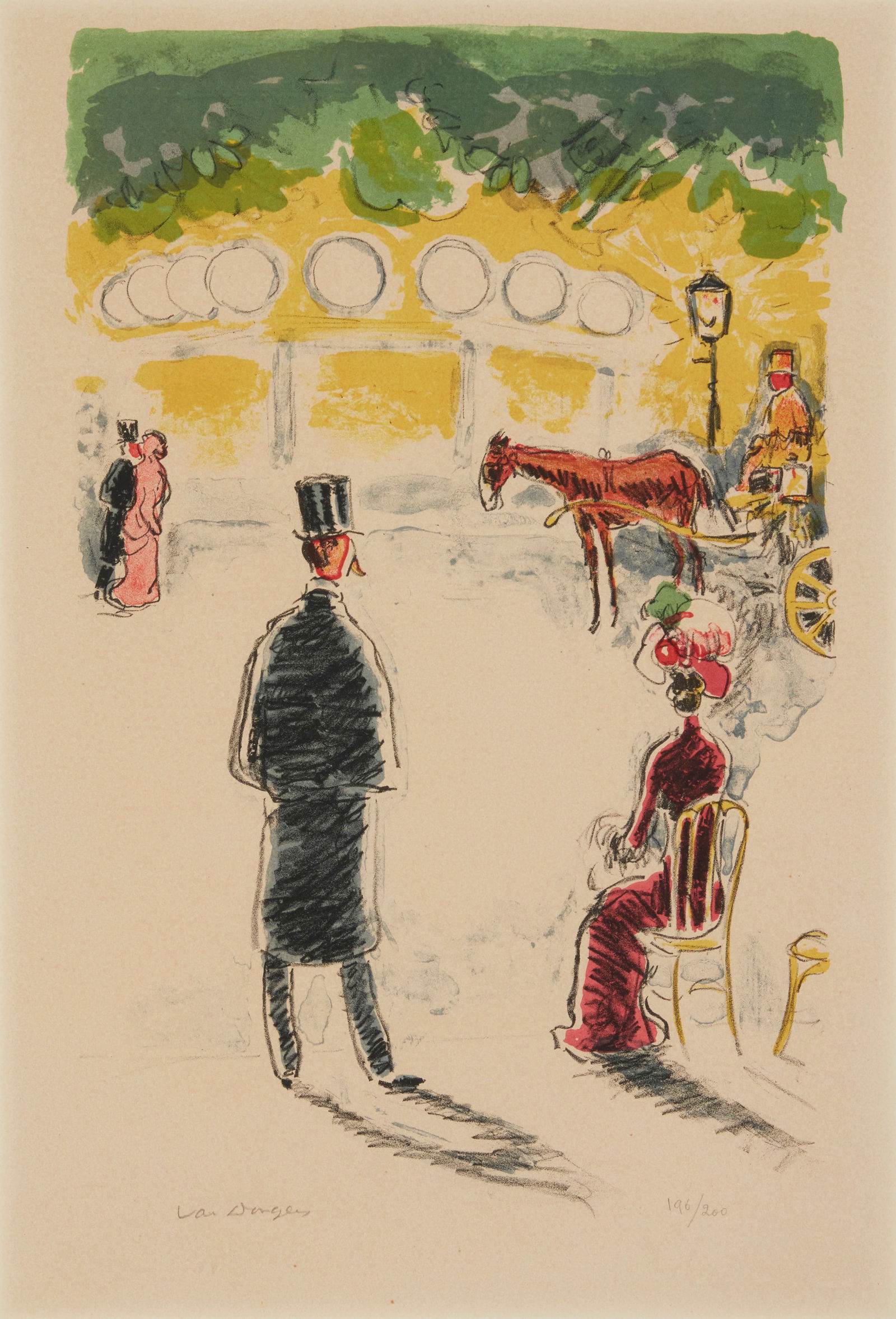Kees van Dongen (1877-1968), "Le Carrousel et le Fiacre," 1950, Lithograph in colors on paper, (1 of 7)