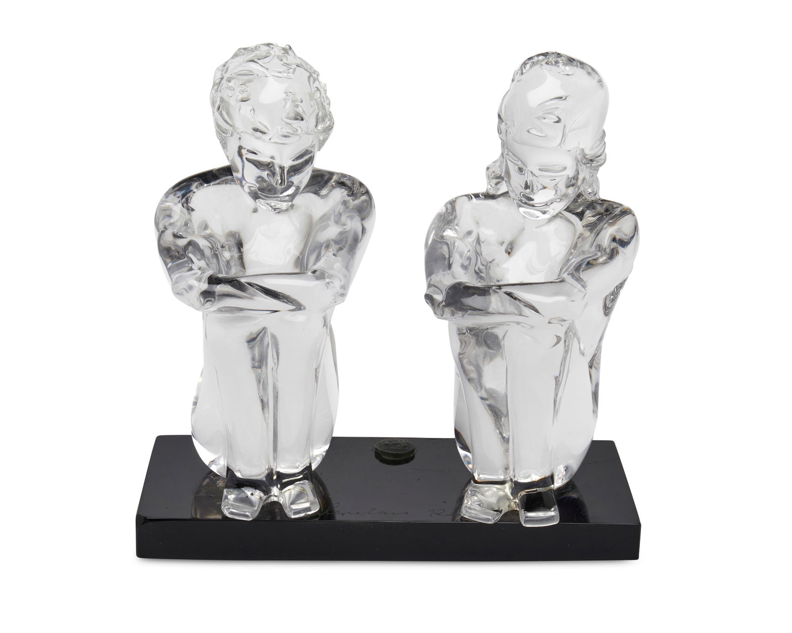 Loredano Rosin, (1936-1992), Two Seated Figures, Murano glass, 12.25" H x 12" W x 5" D (1 of 4)