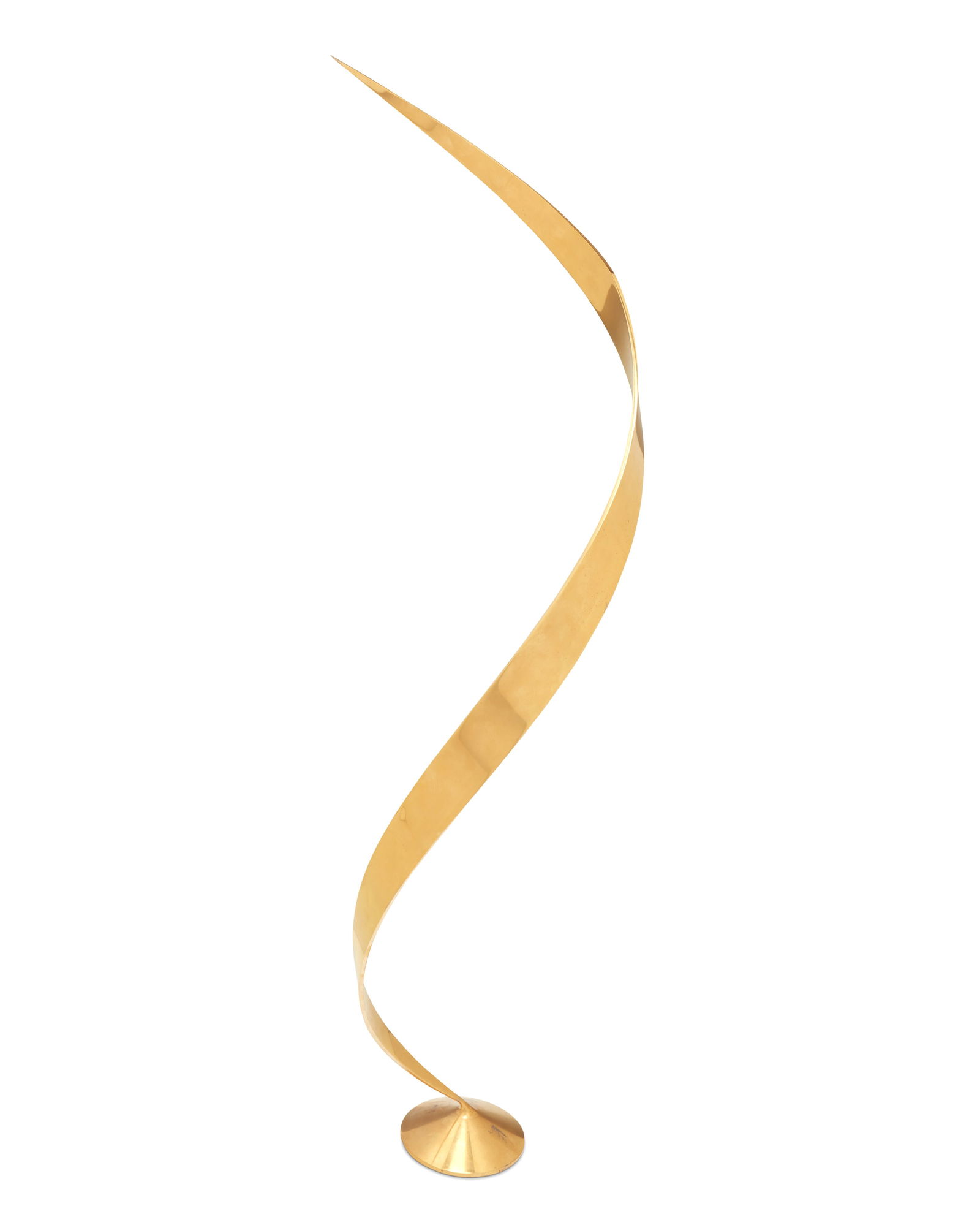 Elijah David Herschler (b. 1940), Ribbon Sculpture, Gilt metal, 41.325" H x 17.25" W x 12.5" D (1 of 3)