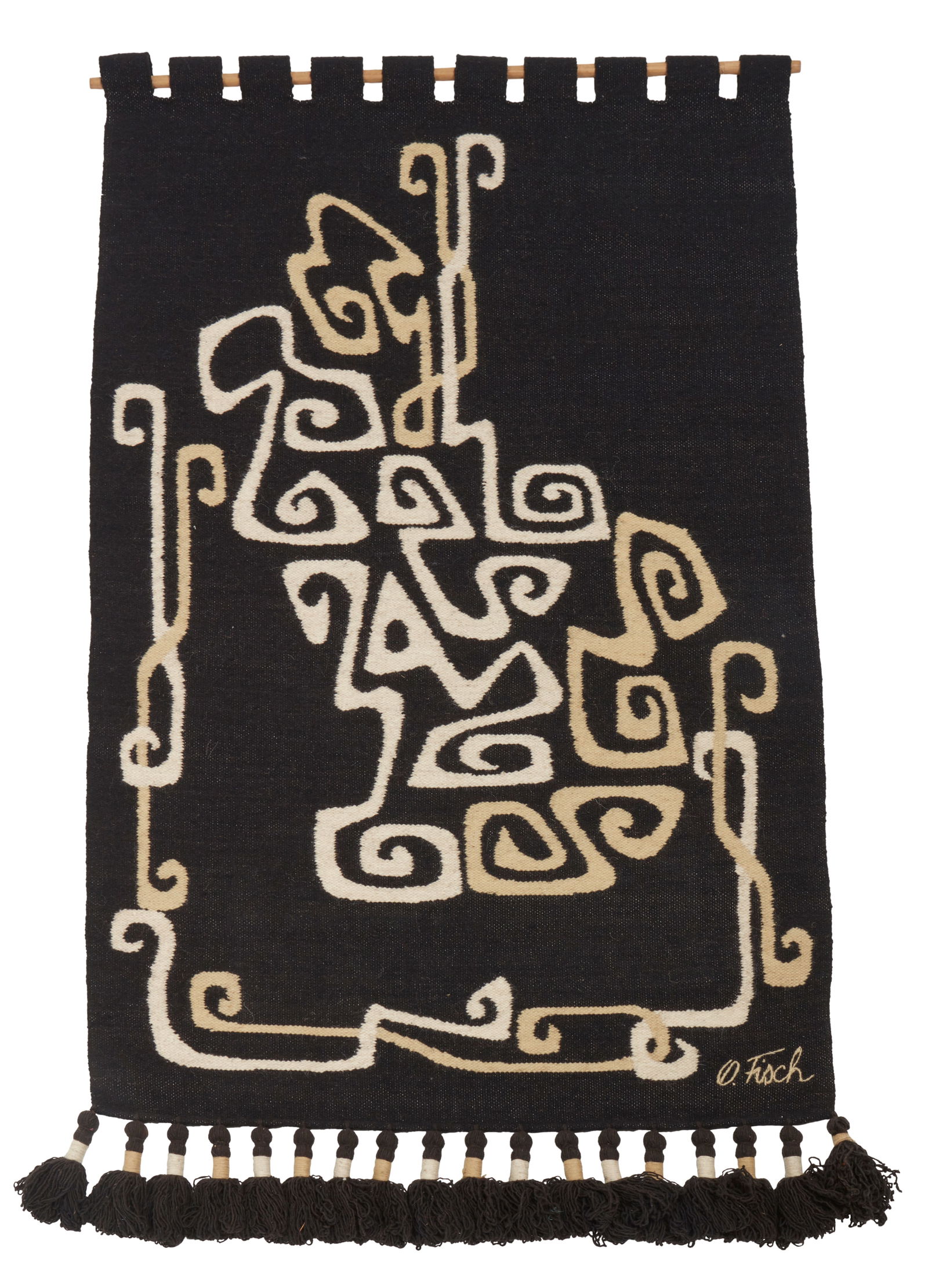 Olga Fisch (1901-1990), Abstract wall tapestry, Wool and wood, 59" H x 36" W (1 of 3)