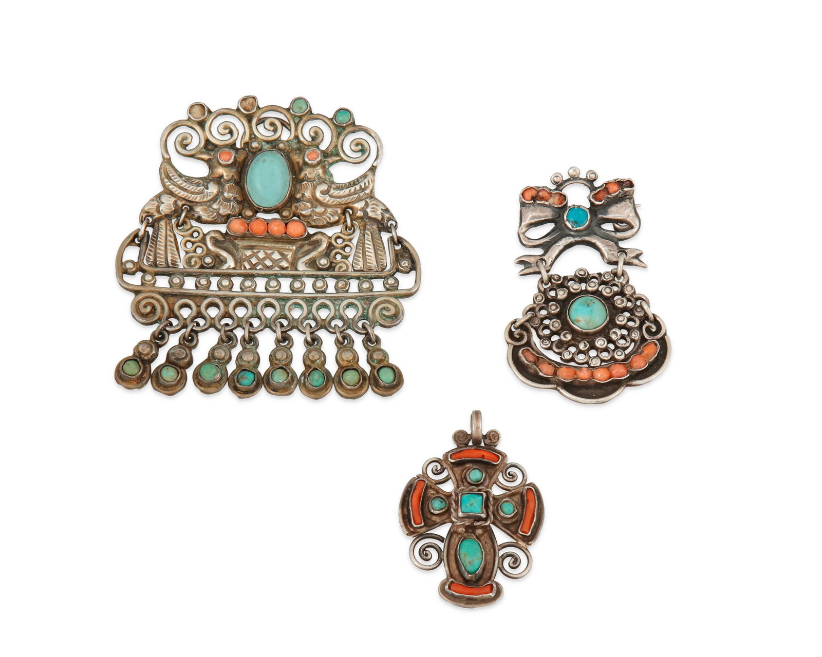 A group of Matl Mexican silver and stone set jewelry (1 of 2)